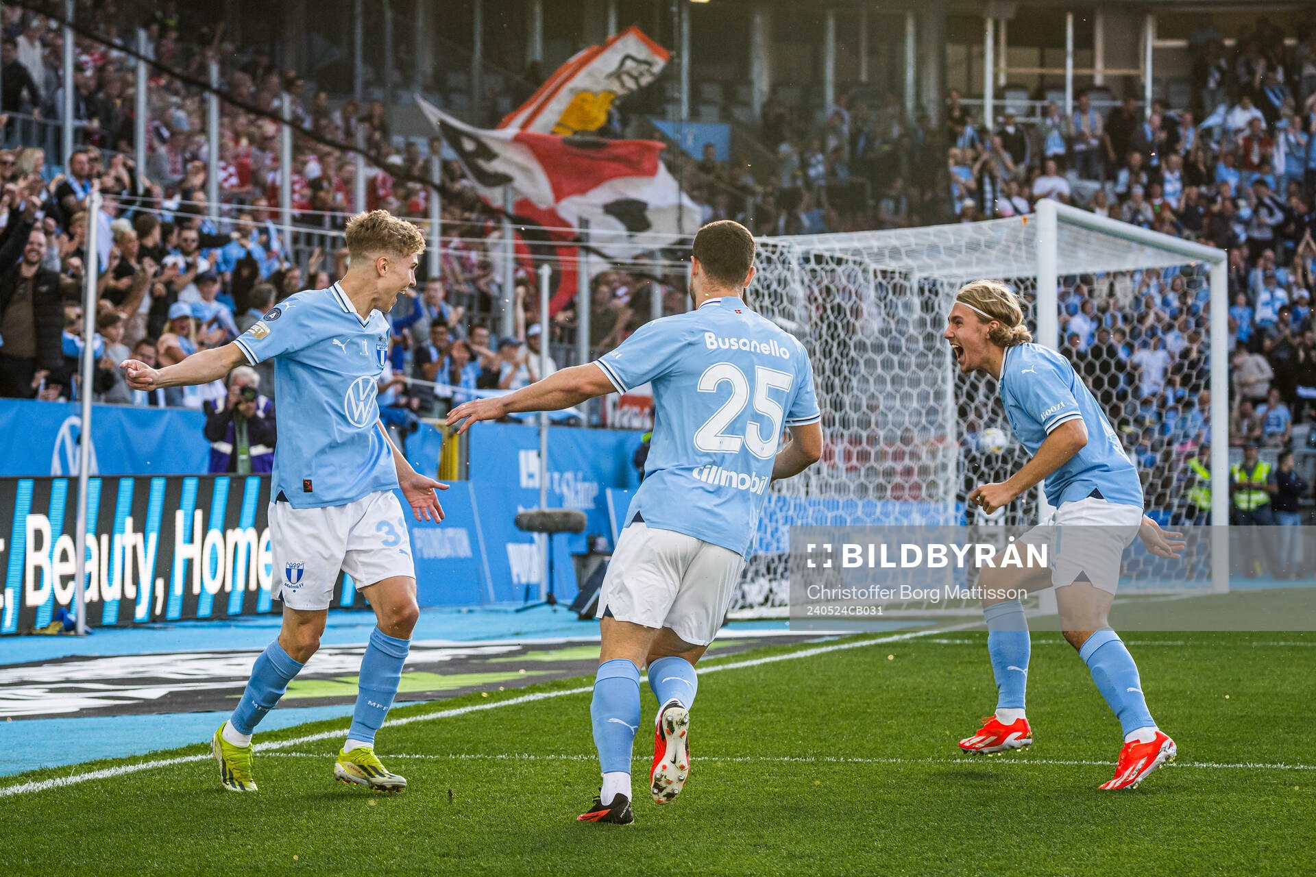 Malmö FFs Hugo Bolin, Gabriel Busanello och Sebastian