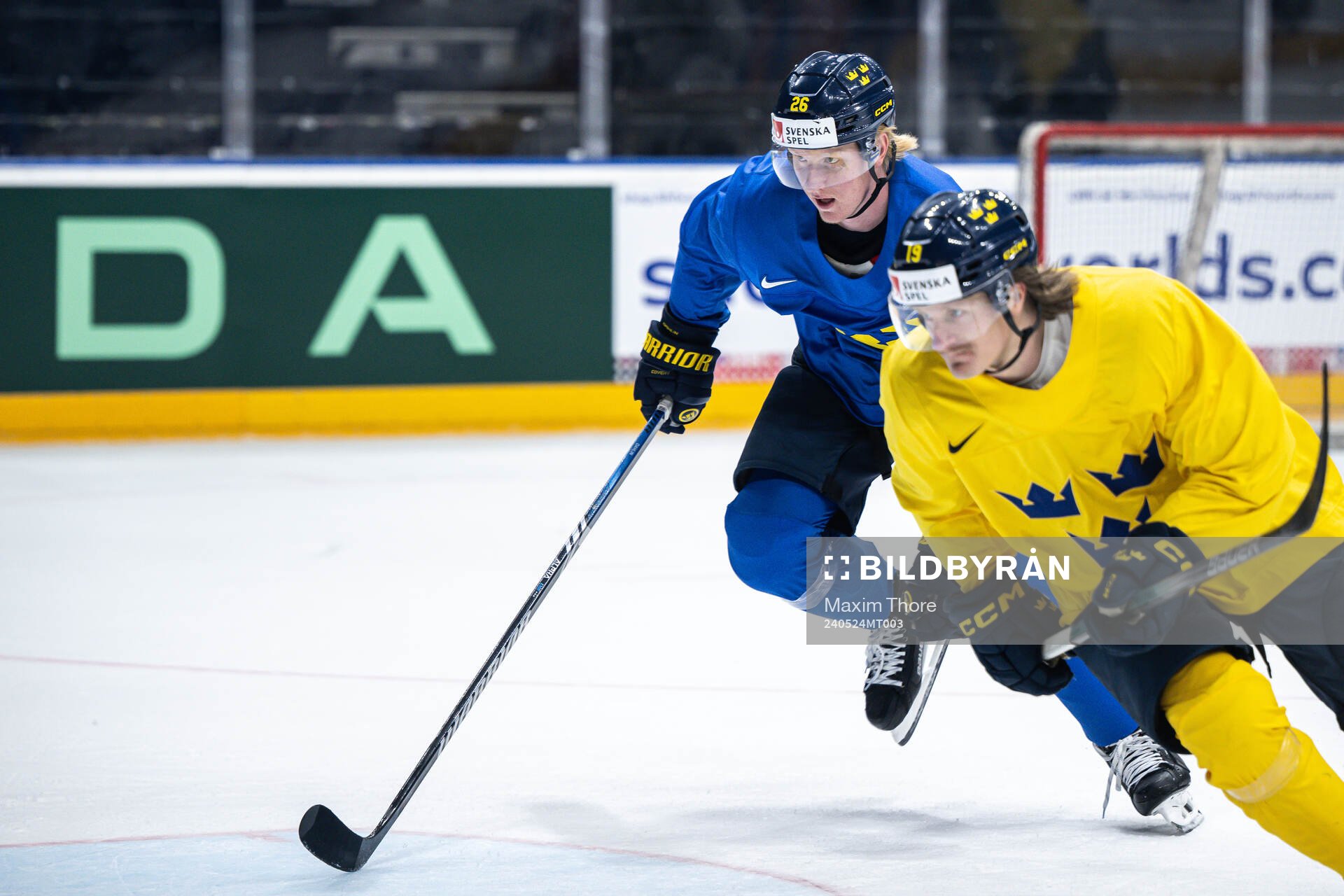 Rasmus Dahlin of Sweden at a practice session