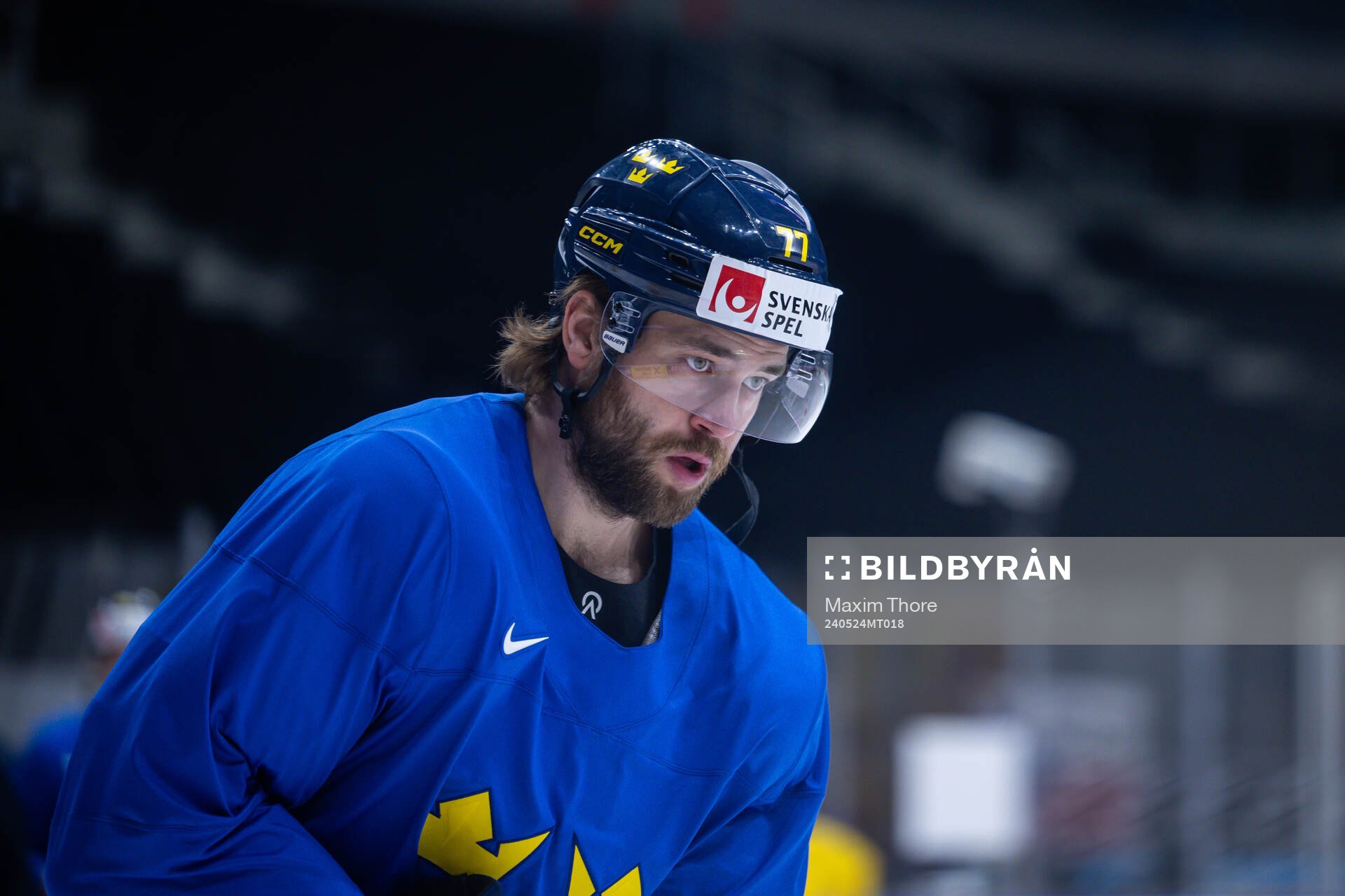 Victor Hedman of Sweden at a practice session