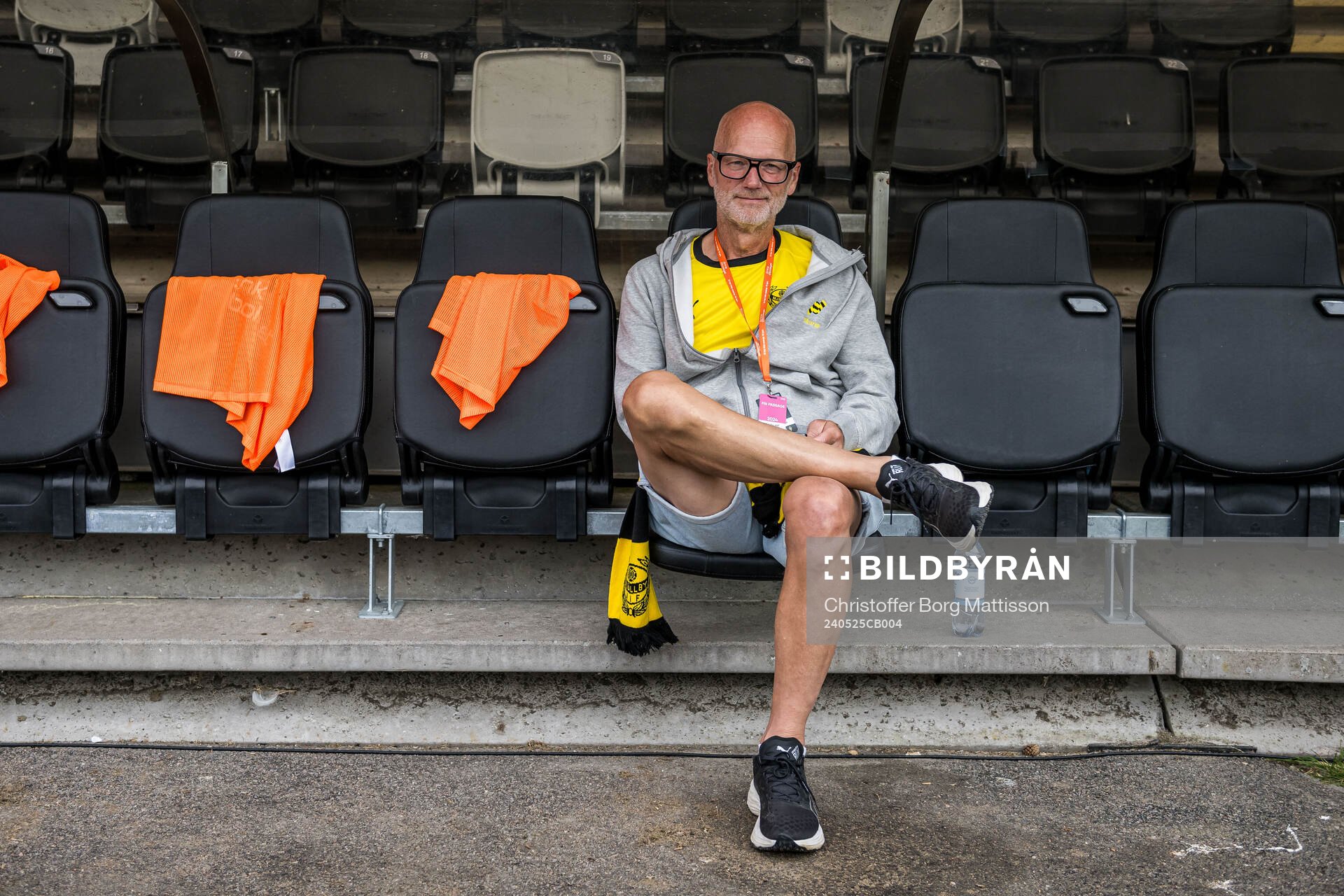 Mjällbys ordförande Magnus Emeus poserar för ett porträtt inför fotbollsmatchen i Allsvenskan mellan Mjällby och Djurgården den 25 maj 2024 i Hällevik.