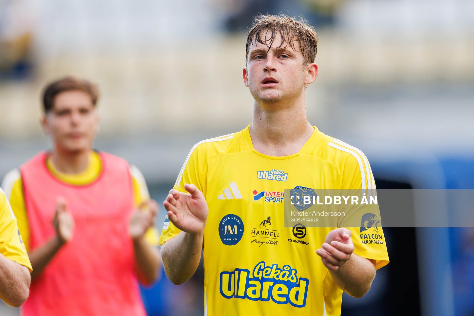 Falkenbergs Noel Hansson efter fotbollsmatchen i Ettan södra mellan Falkenberg och Oskarshamn den 25 maj 2024 i Falkenberg. 