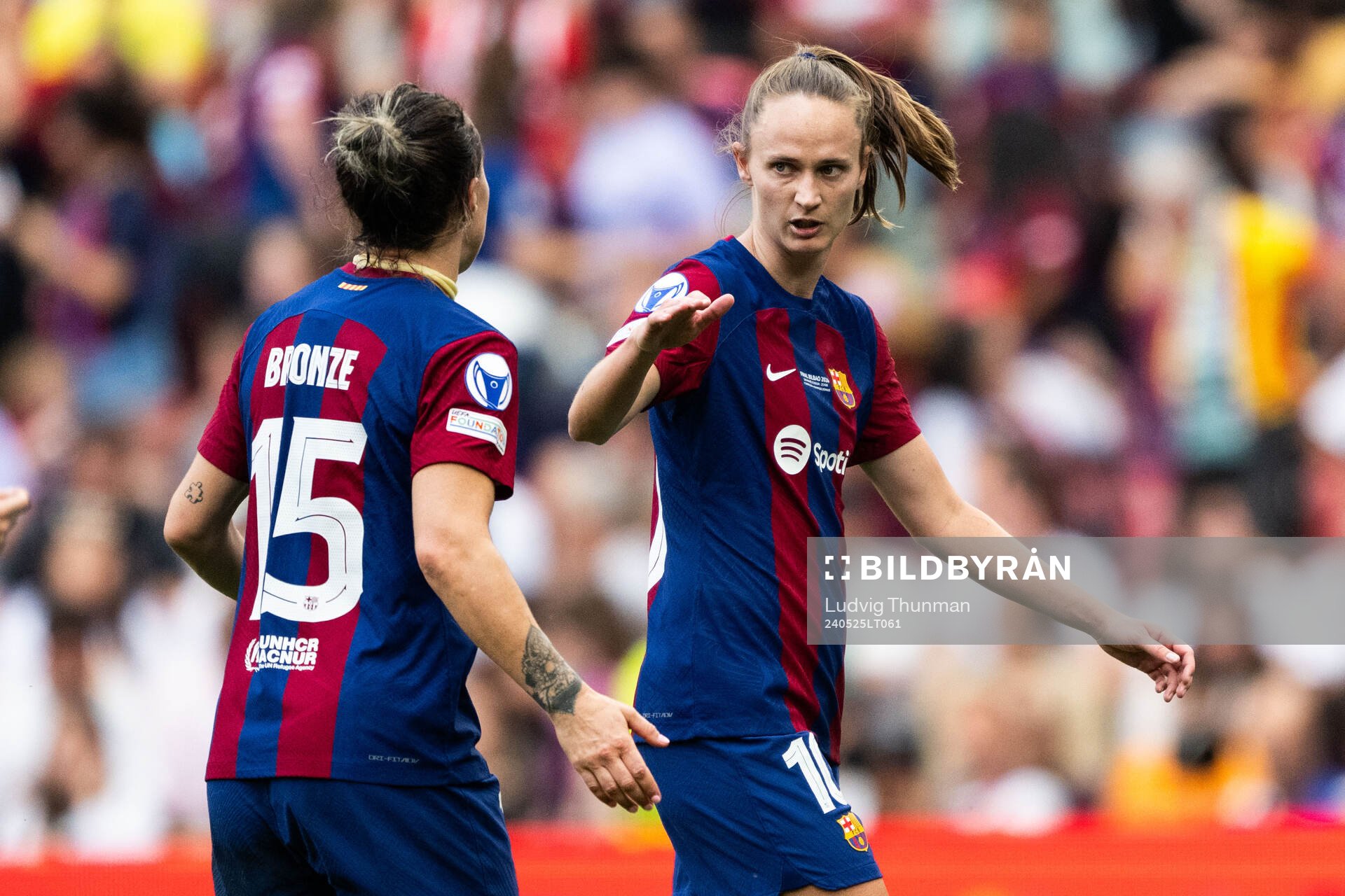 Lucy Bronze and Caroline Graham Hansen of Barcelona