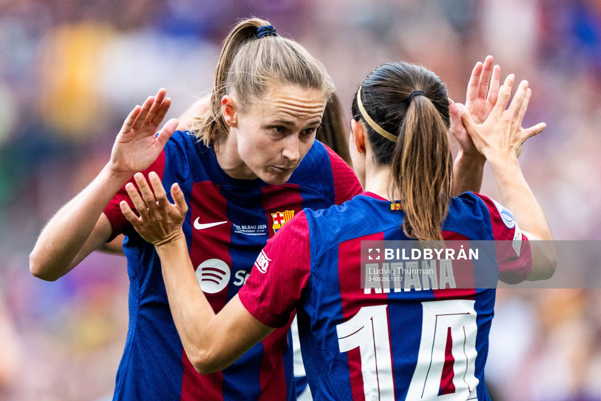 Caroline Graham Hansen and Aitana Bonmati of Barcelona