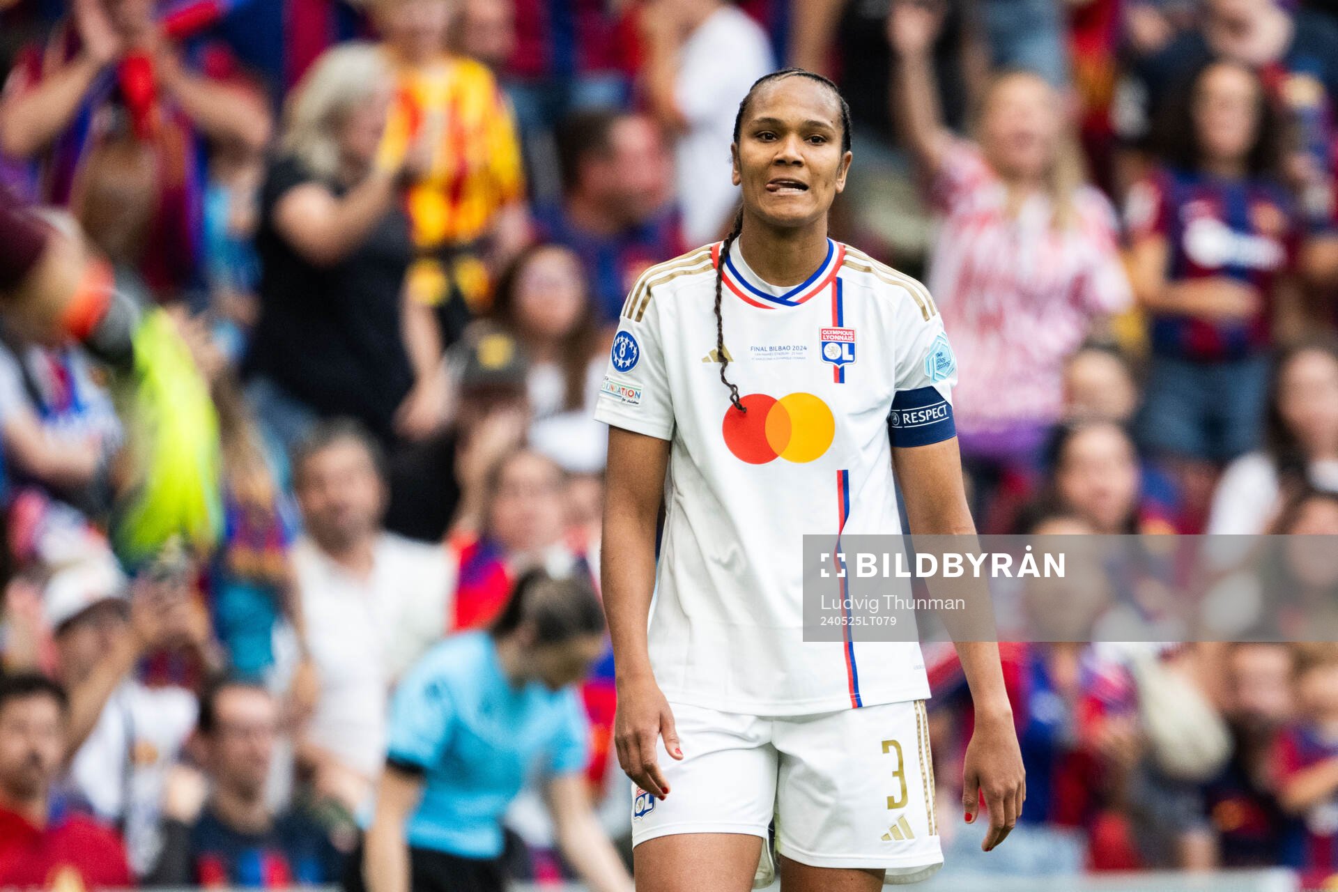 Wendie Renard of Lyon looks dejected