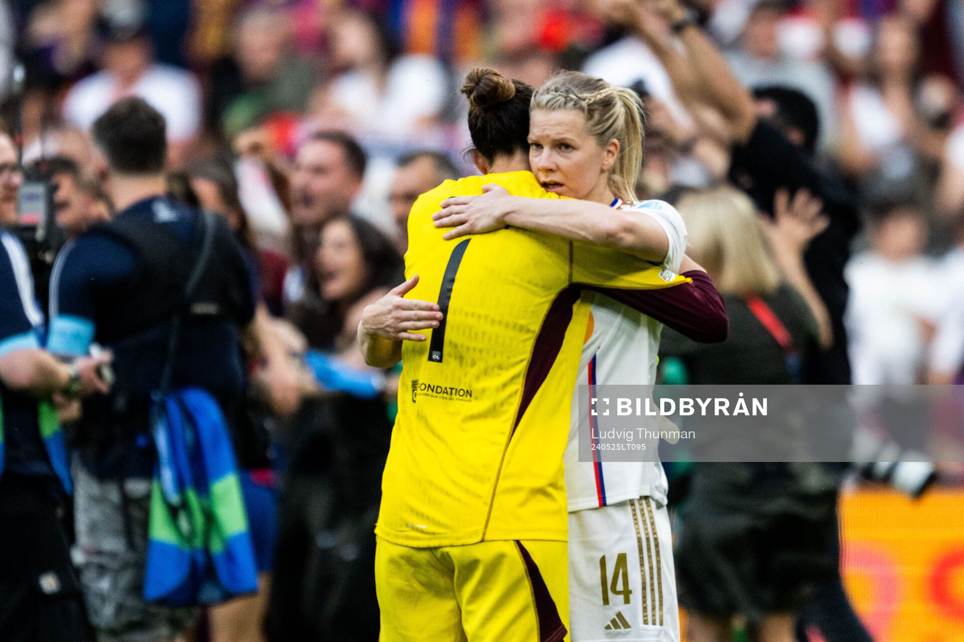 Goalkeeper Christiane Endler and Ada Hegerberg of Lyon look
