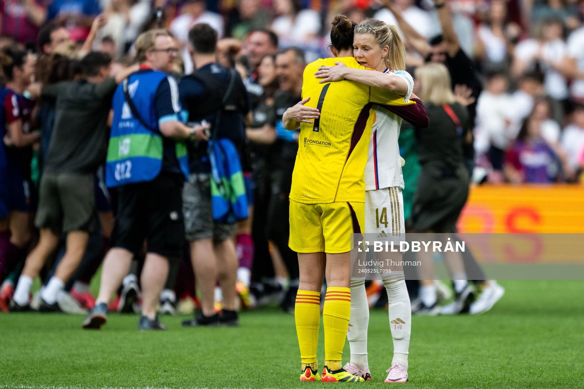 Goalkeeper Christiane Endler and Ada Hegerberg of Lyon look