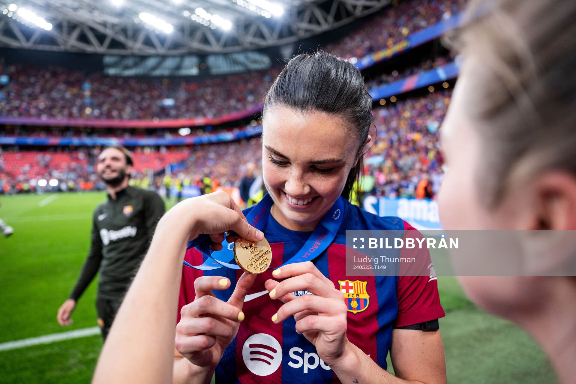 Ingrid Syrstad Engen of Barcelona celebrates