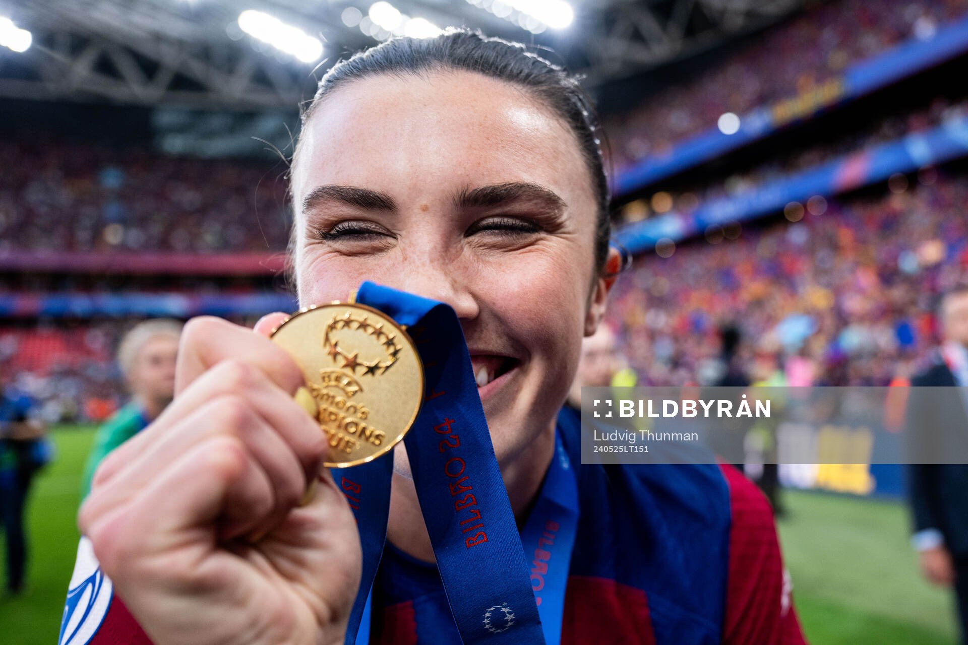 Ingrid Syrstad Engen of Barcelona celebrates