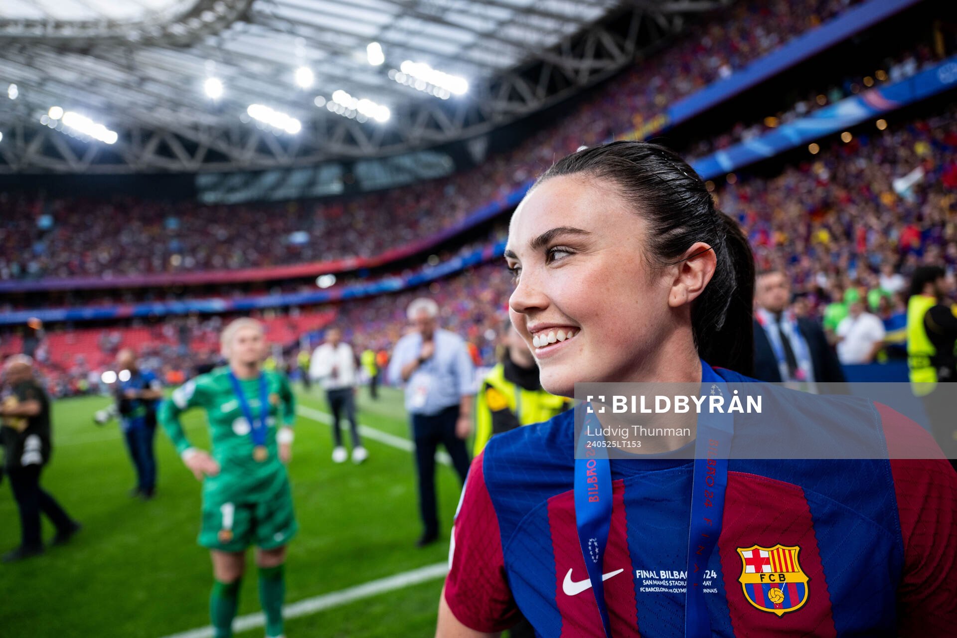 Ingrid Syrstad Engen of Barcelona celebrates