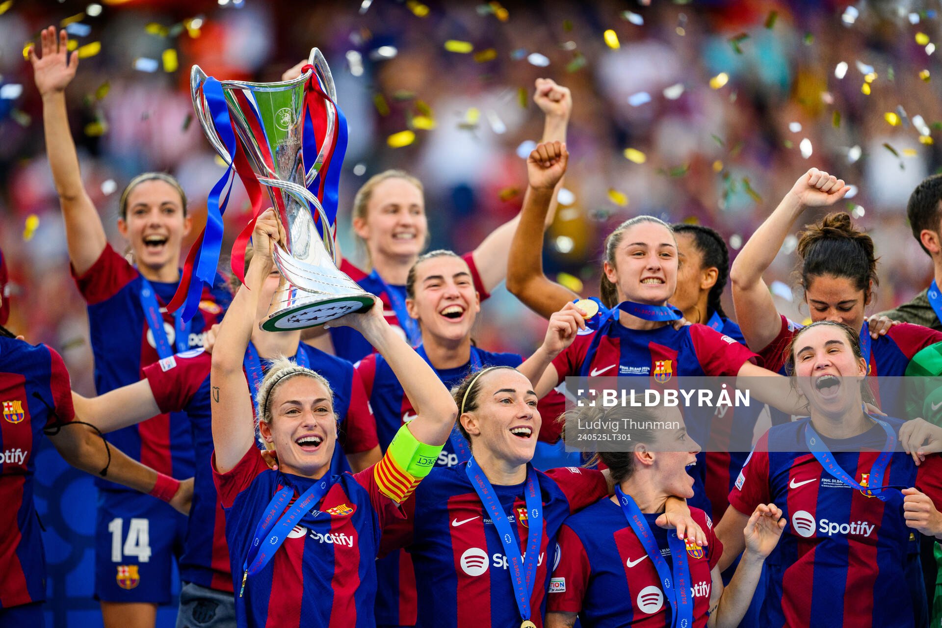 Alexia Putellas of Barcelona lifts the trophy