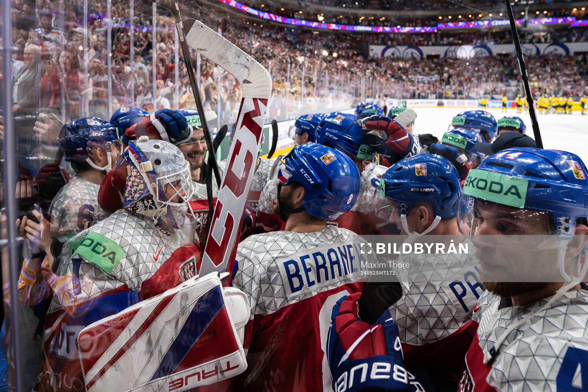 The players of Czech Republic celebrate with goaltender