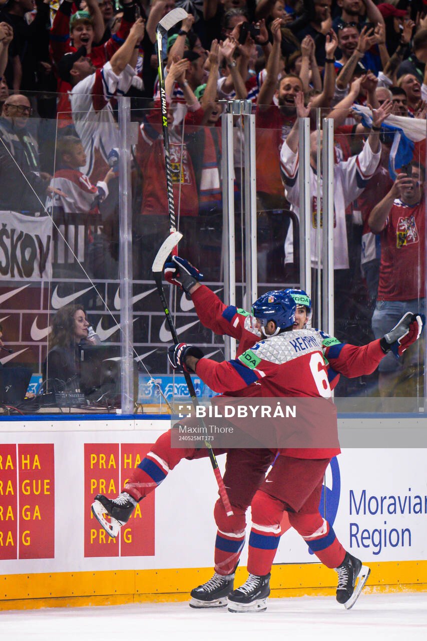 Lukas Sedlak of Czech Republic celebrates the 3-7 goal