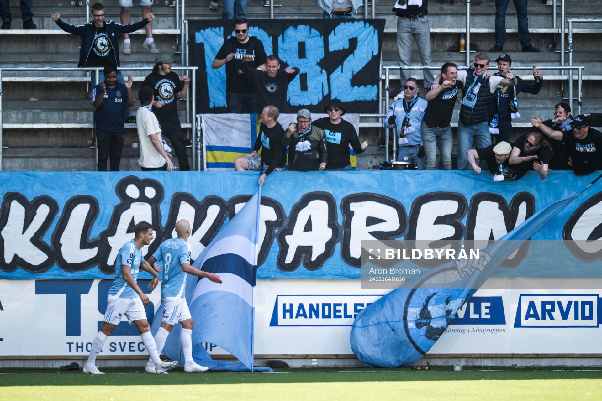 Gefles Anton Lundin jublar efter 2-0 under fotbollsmatchen i Superettan mellan Gefle och Örebro den 26 maj 2024 i Gävle. 