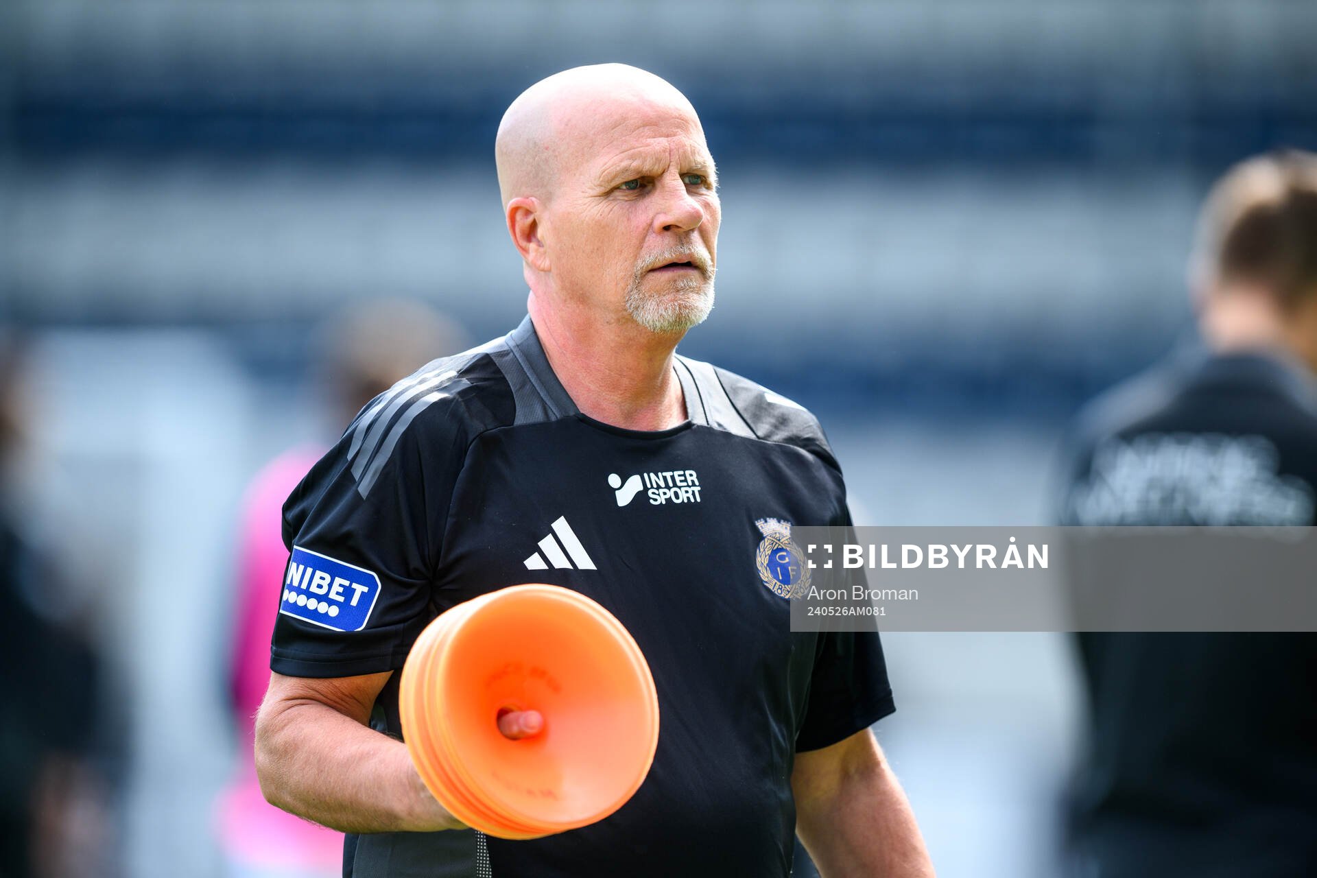 Gefles materialare Göran Larsson inför fotbollsmatchen i Superettan mellan Gefle och Örebro den 26 maj 2024 i Gävle. 