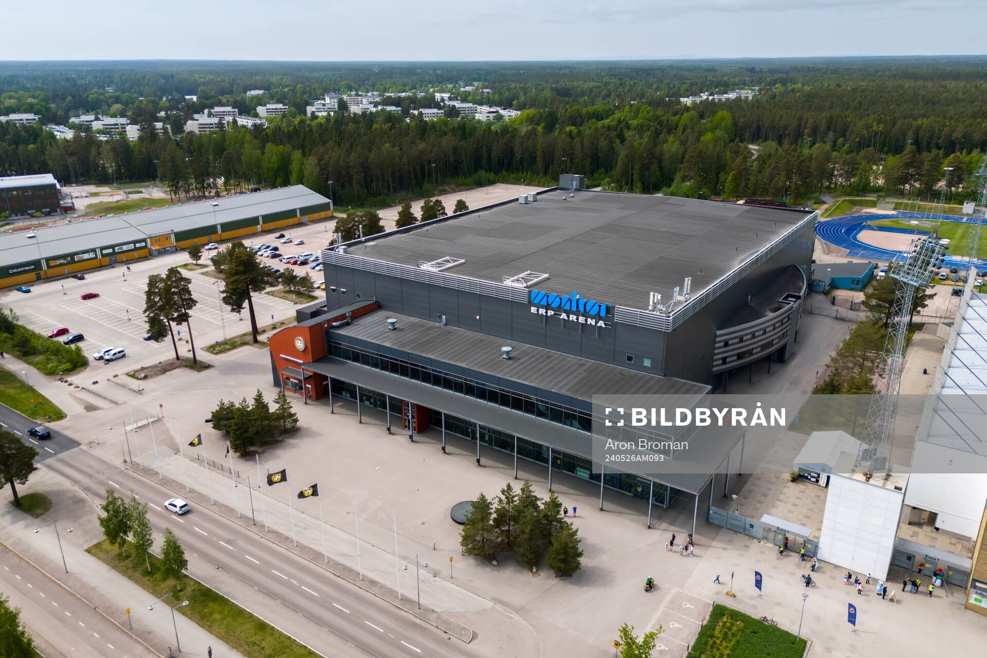 Drönarvy av Monitor ERP Arena