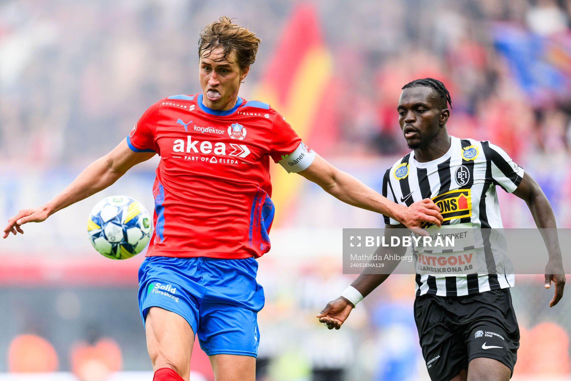 Helsingborgs Thomas Pauck Rogne och Landskronas Kofi Asare