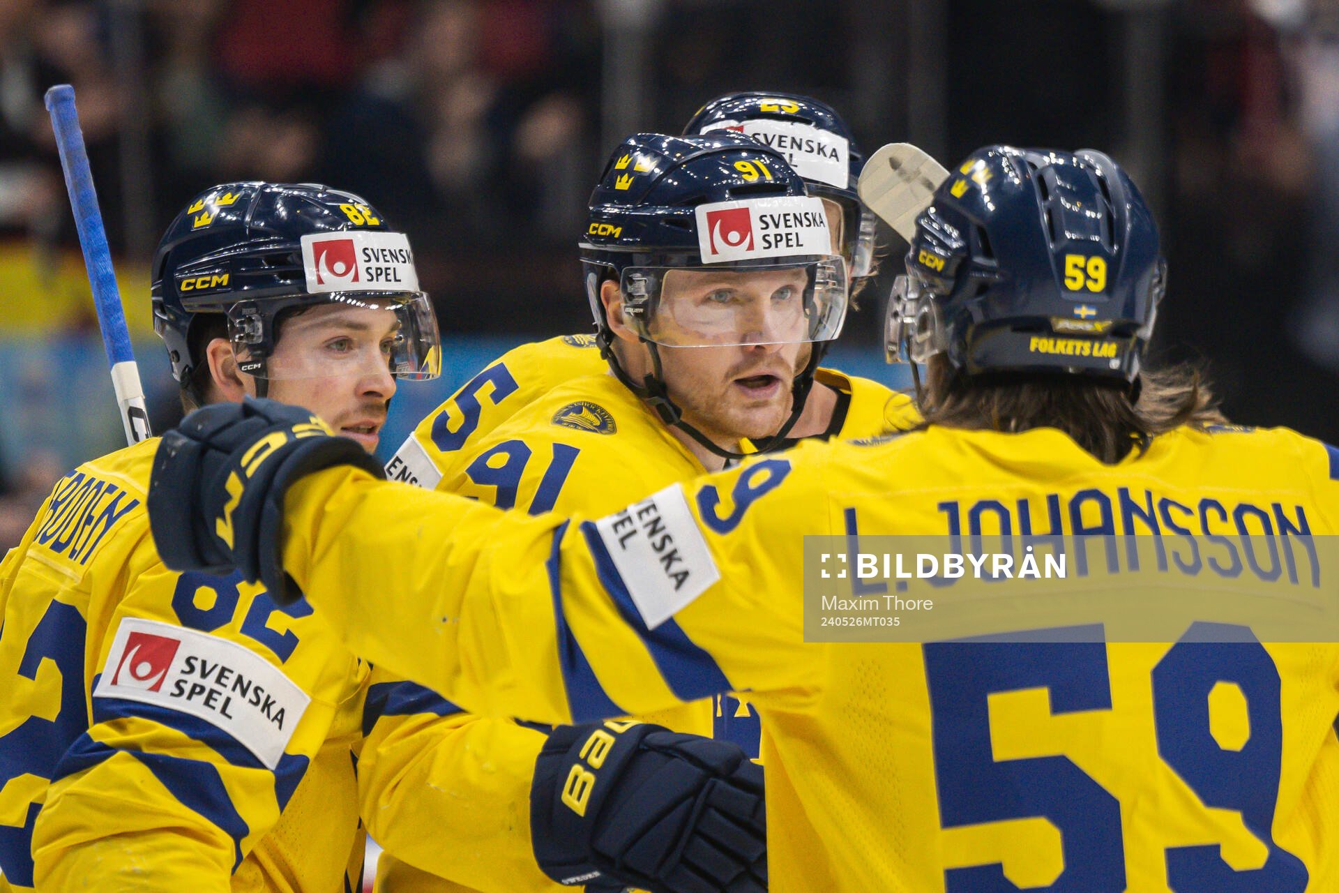 Carl Grundström of Sweden celebrate the 1-0 goal with