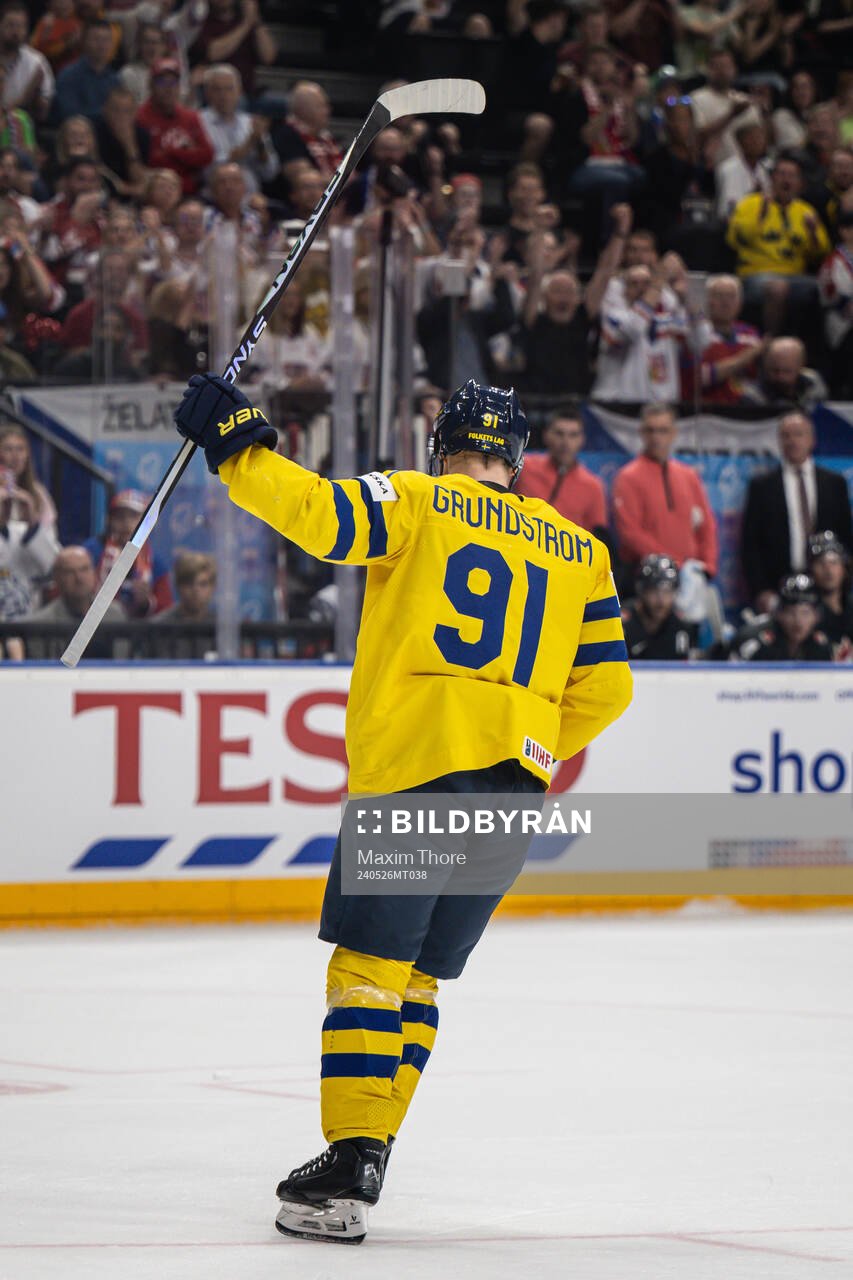 Carl Grundström of Sweden celebrates the 1-0 goal