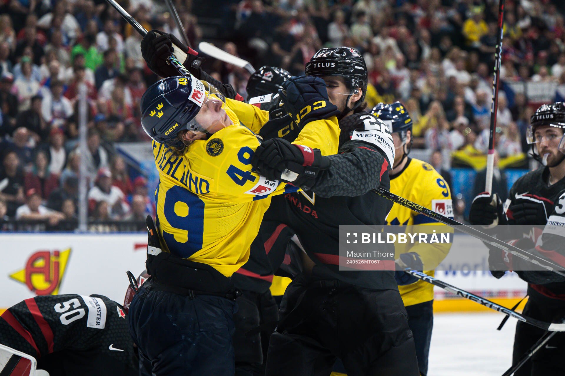 Fabian Zetterlund of Sweden and Dylan Cozens of Canada
