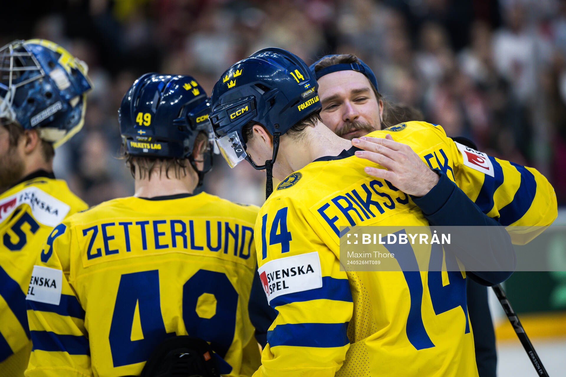 Linus Johansson and Joel Eriksson Ek of Sweden celebrates