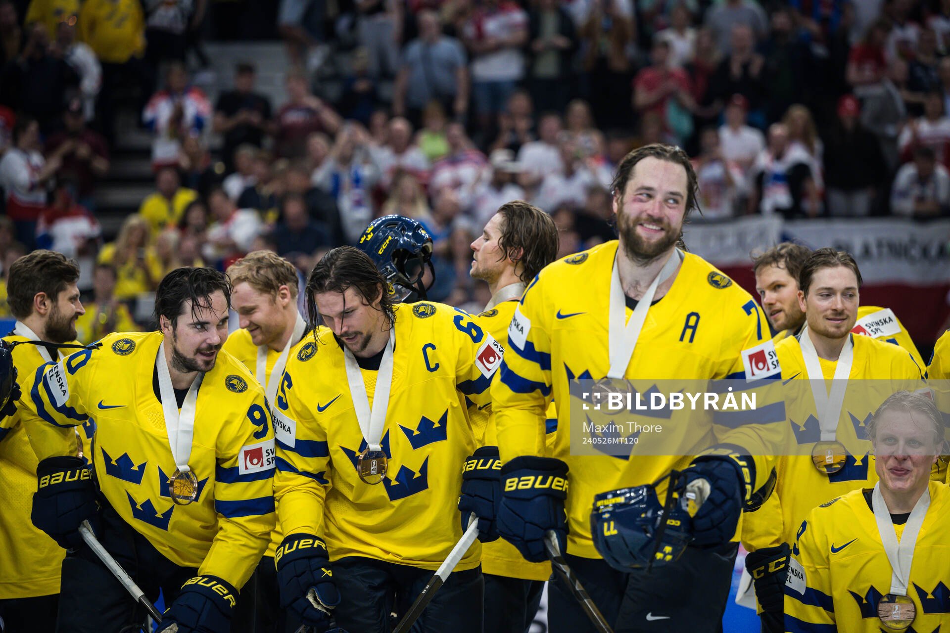 Marcus Johansson, Erik Karlsson and Victor Hedman of Sweden