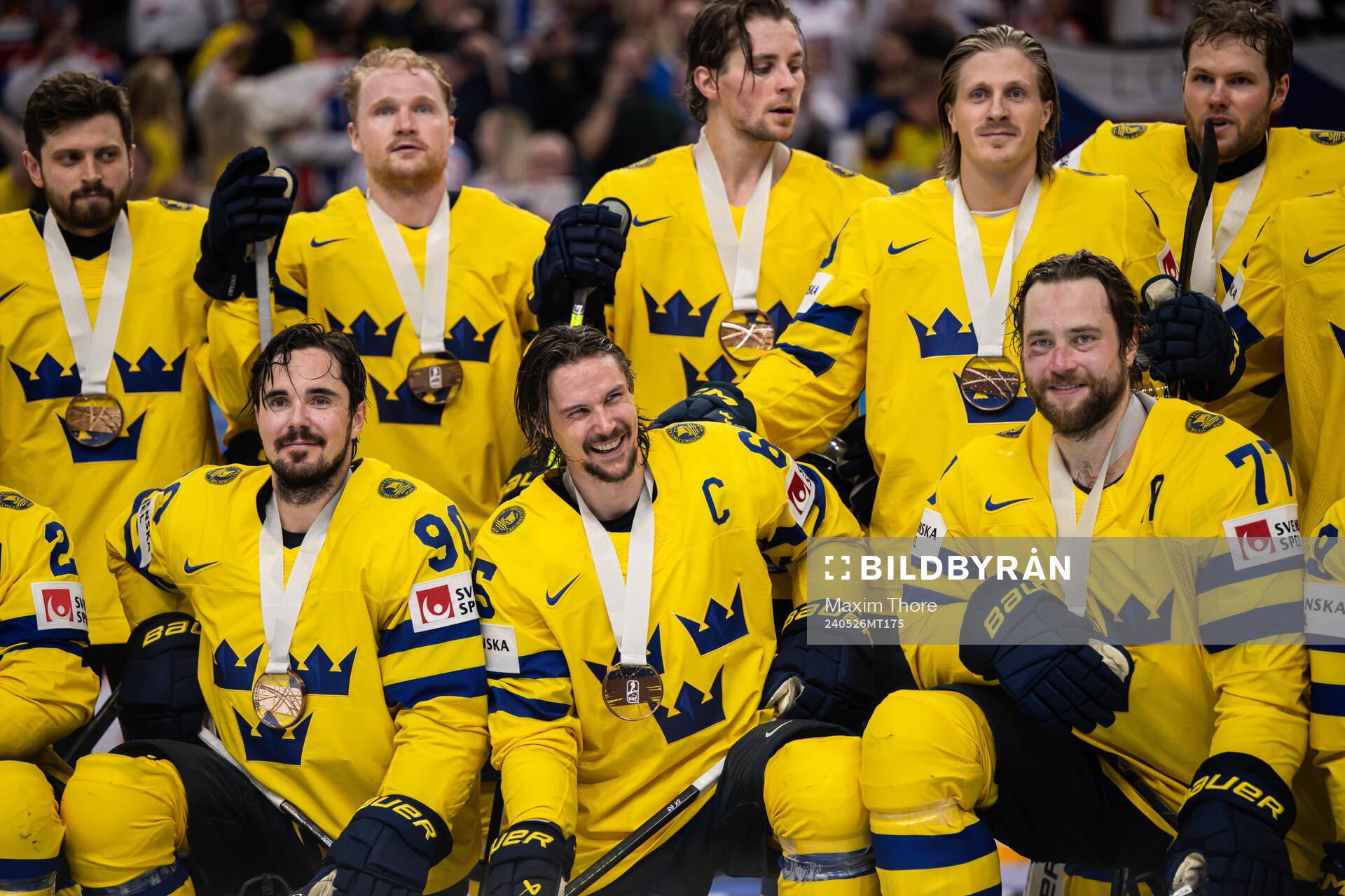 Marcus Johansson, Erik Karlsson and Victor Hedman of Sweden