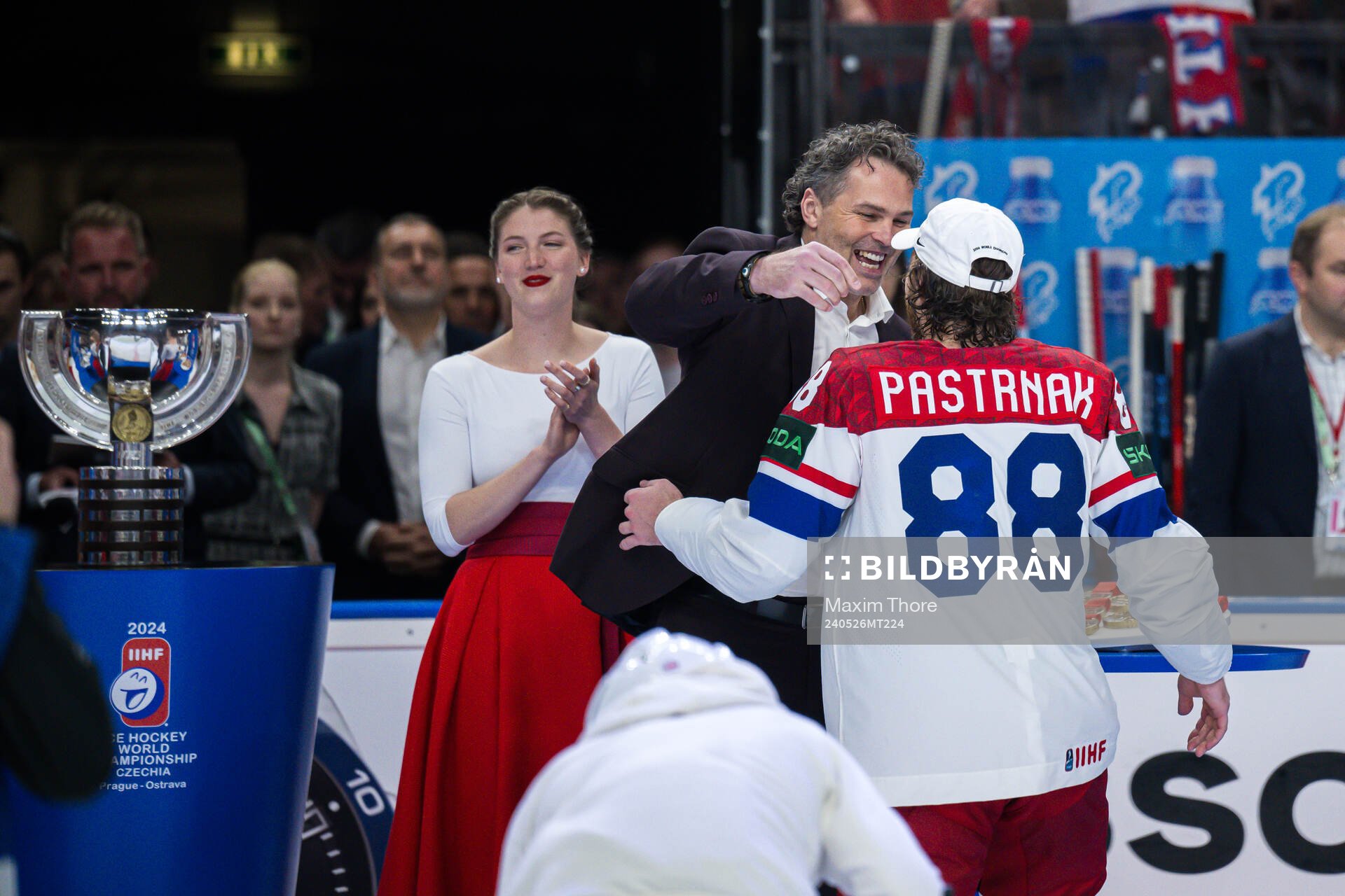 Jaromir Jagr and David Pastrnak of Czech Republic