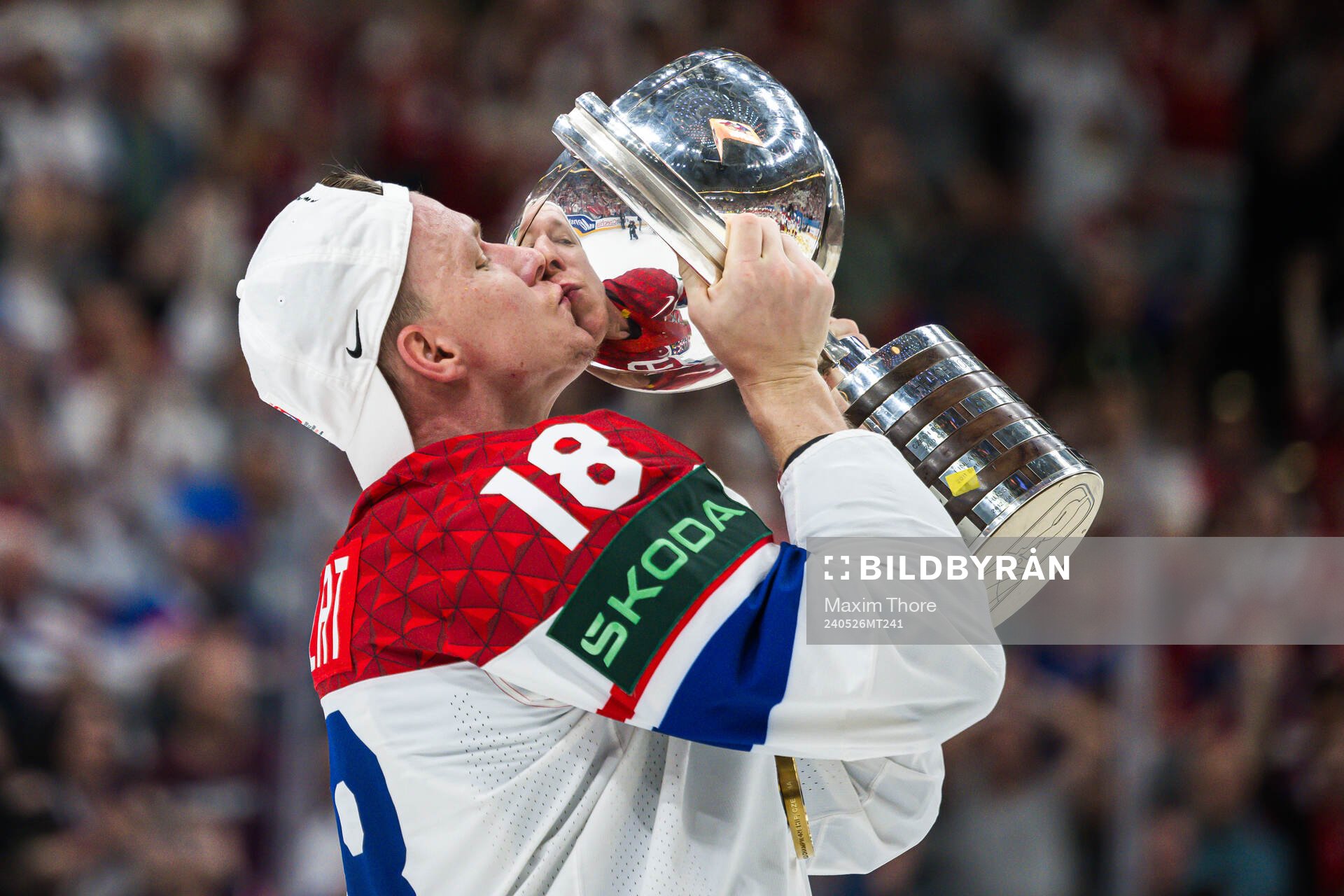 Ondrej Palat of Czech Republic celebrates with trophy
