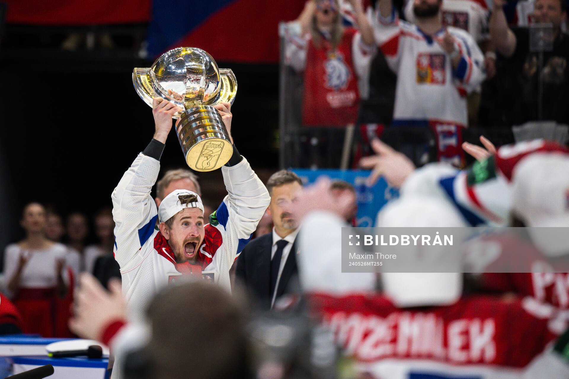 Roman Cervenka of Czech Republic lifts the trophy