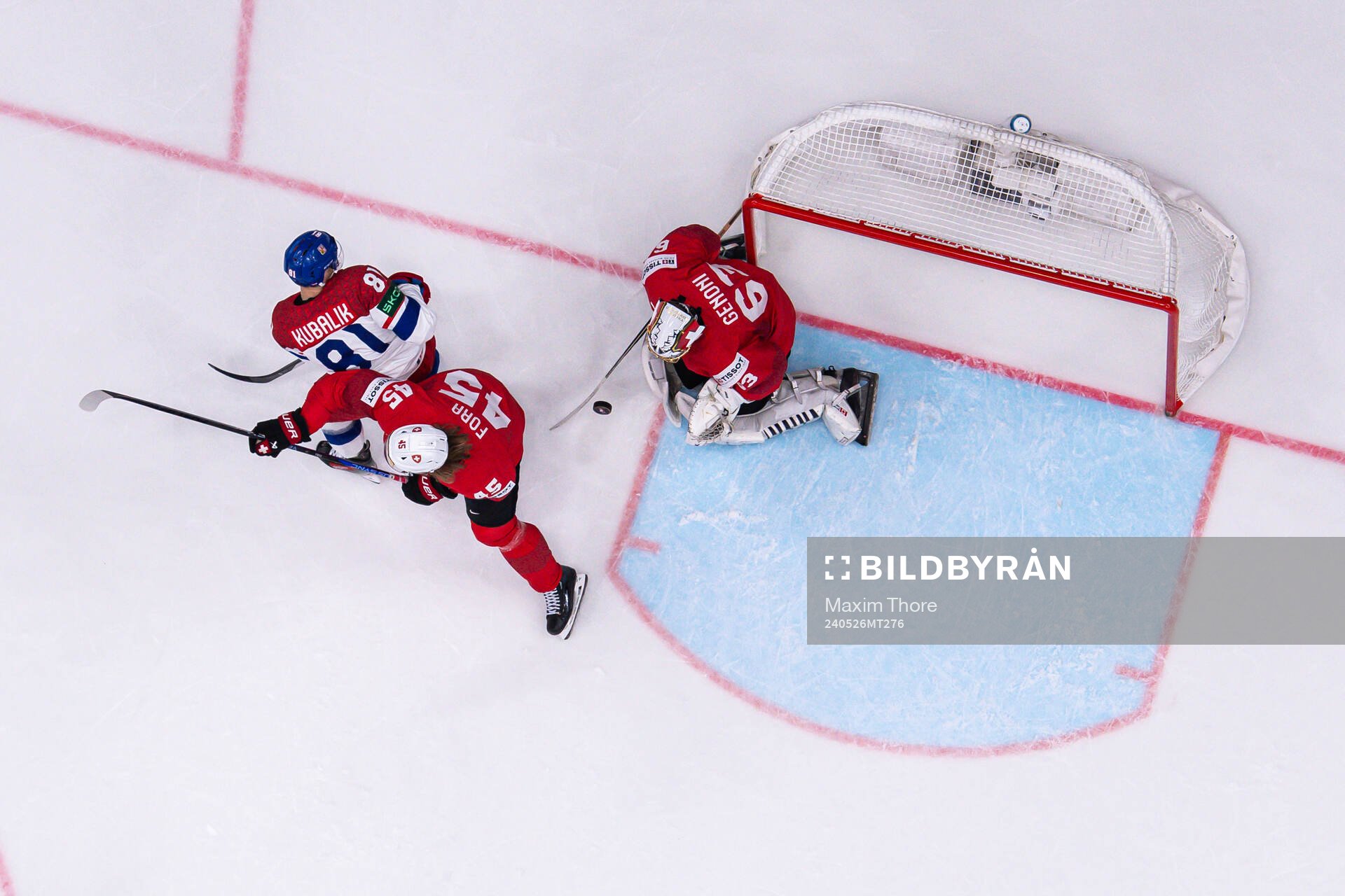 Dominik Kubalik of Czech Republic against Michael Fora and