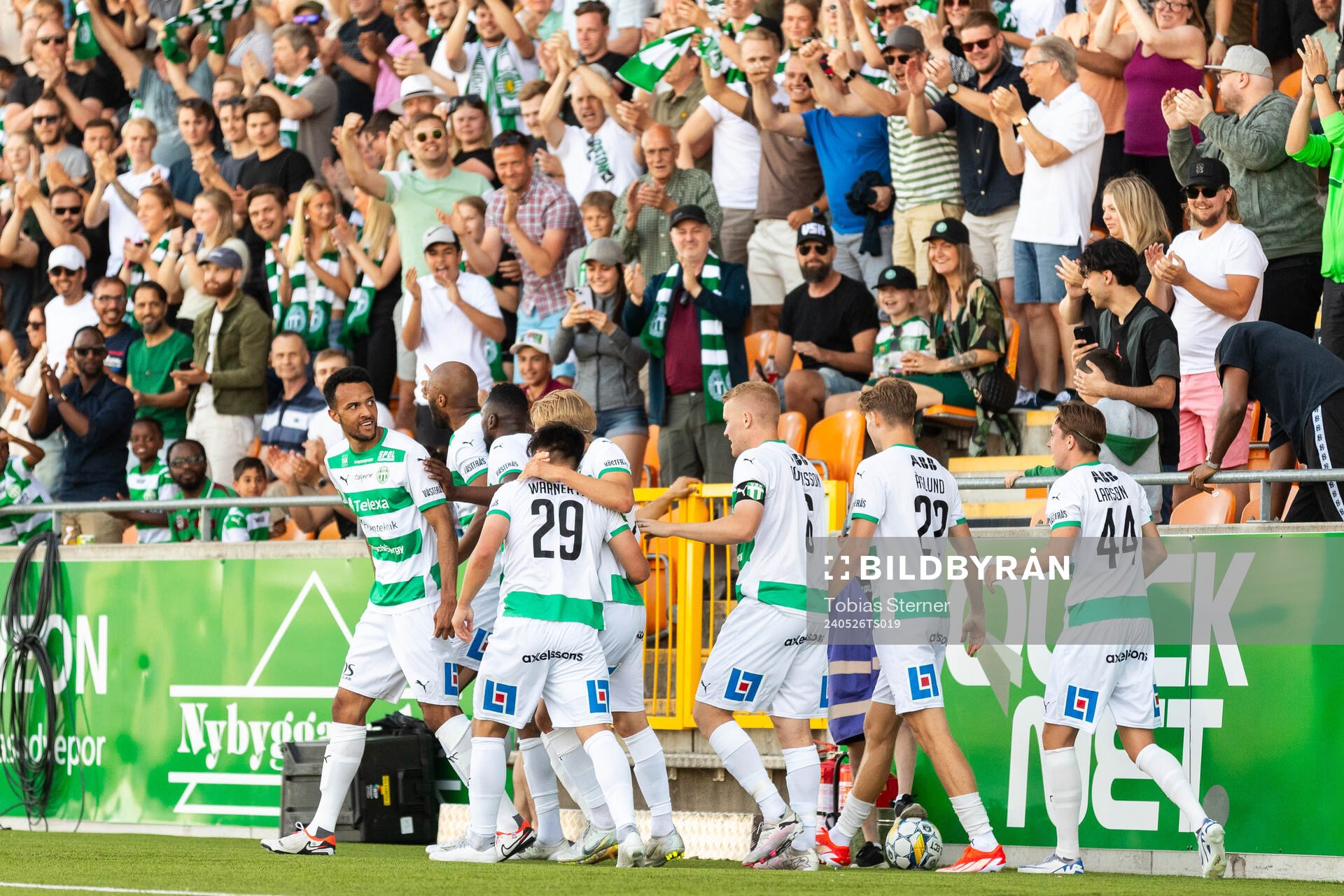 Västerås Jabir Abdihakim Ali jublar efter 1-0 under fotbollsmatchen i Allsvenskan mellan Västerås och Brommapojkarna den 26 maj 2024 i Västerås.