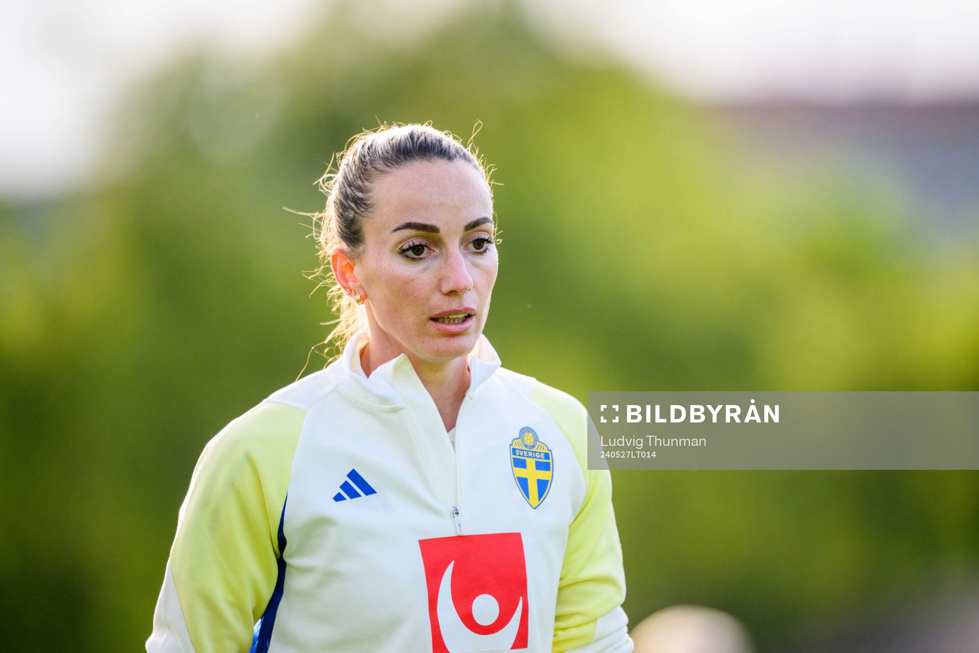 Kosovare Asllani of Sweden at a training session the