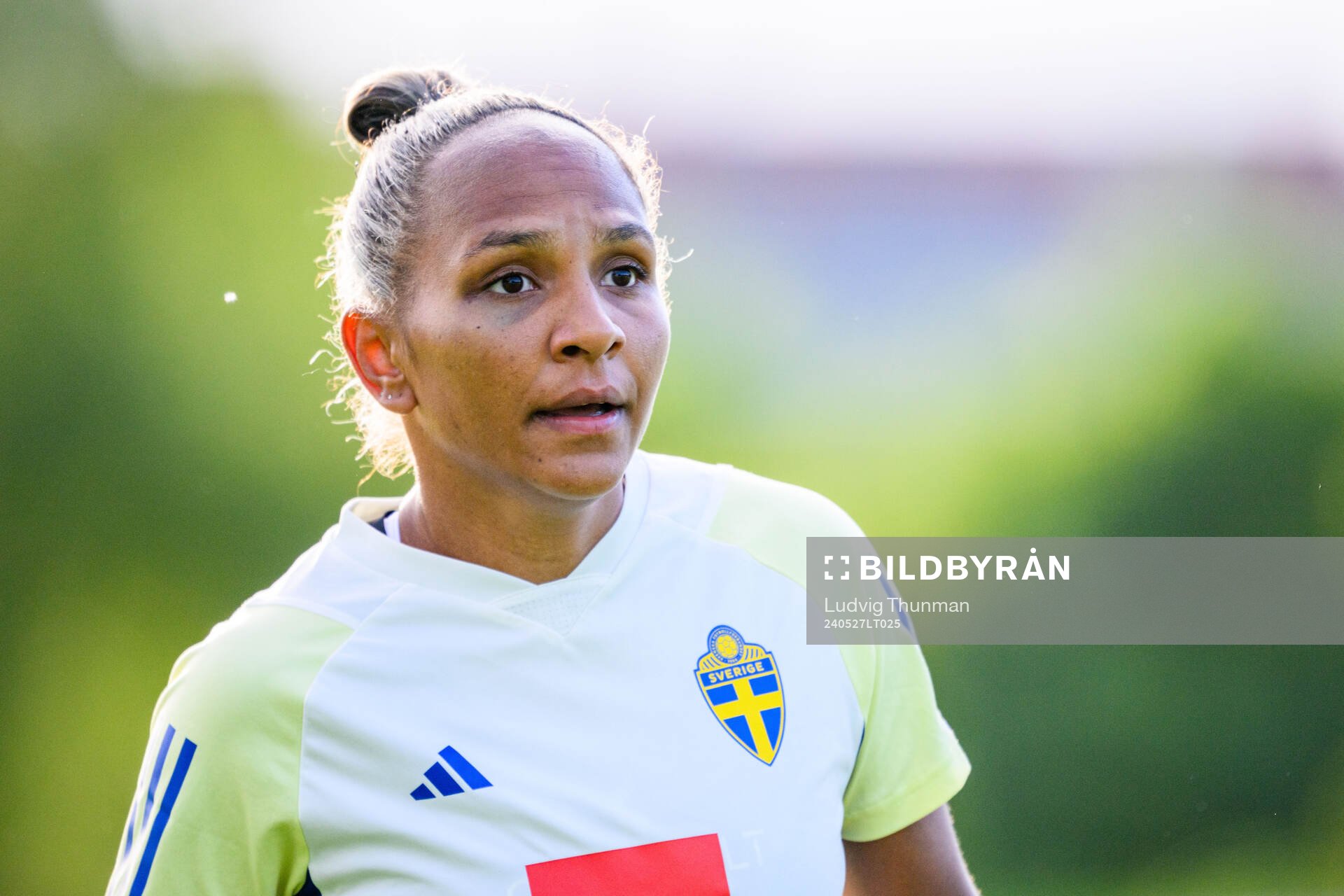 Madelen Janogy of Sweden at a training session the
