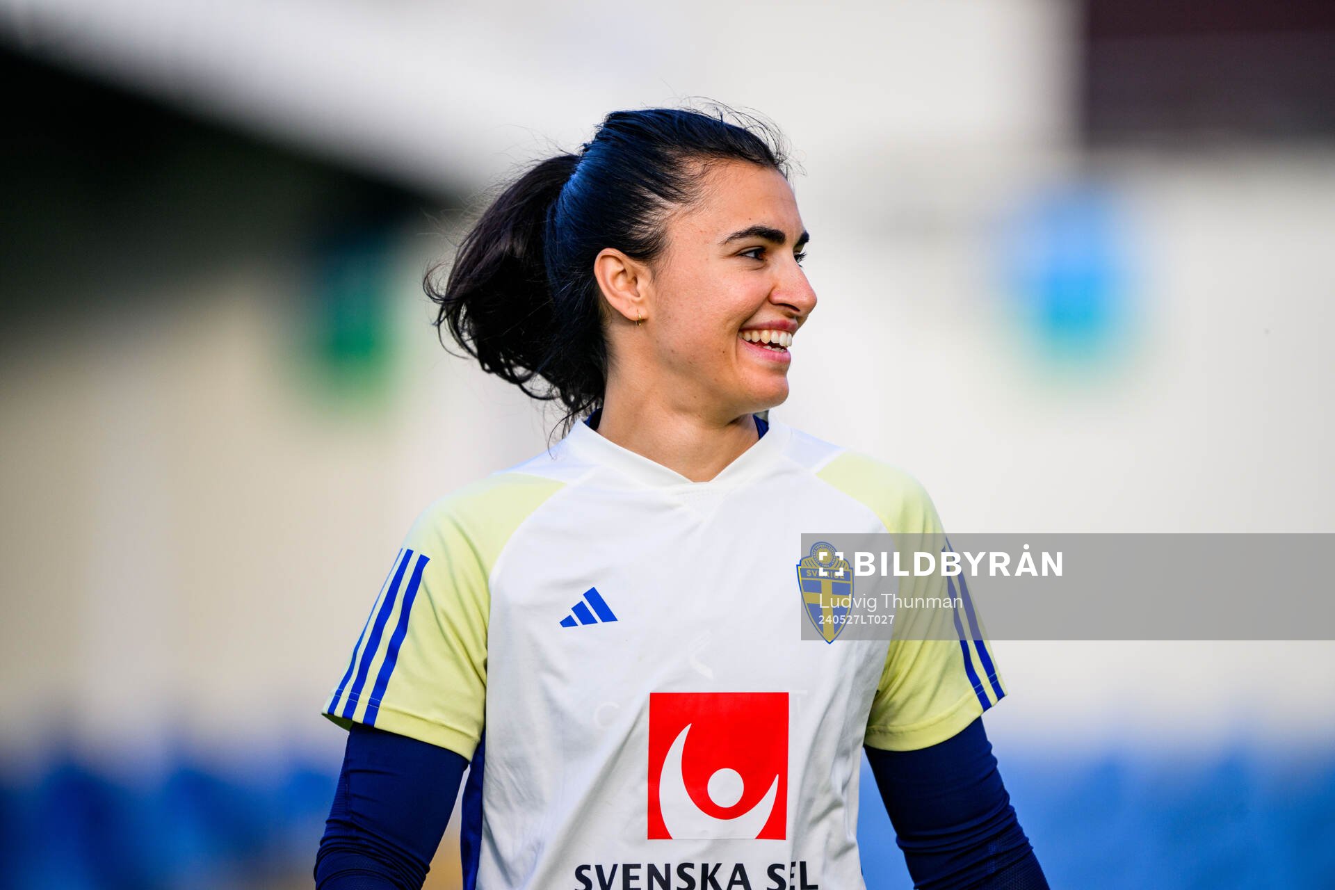 Goalkeeper Zecira Musovic of Sweden at a training session