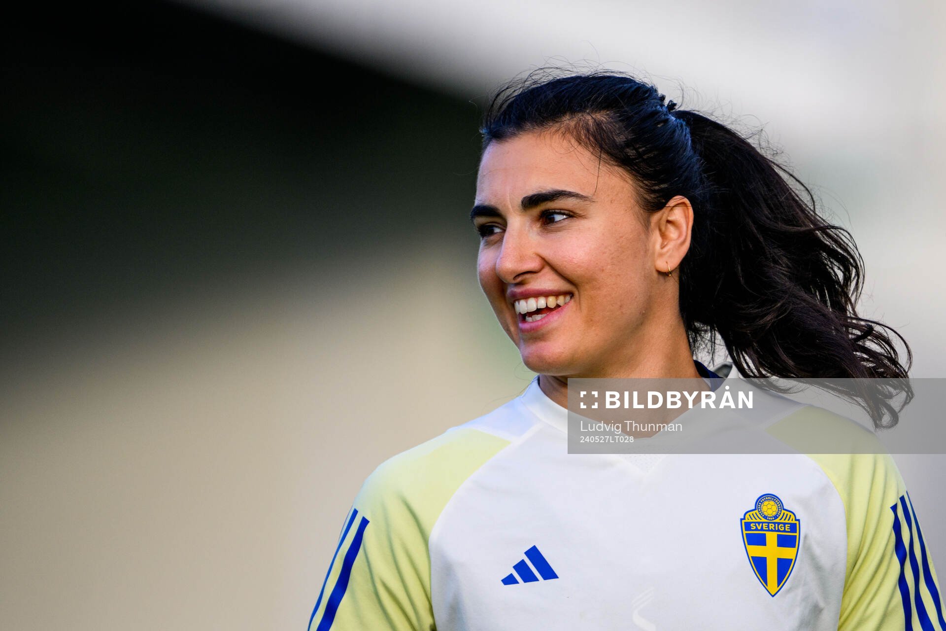Goalkeeper Zecira Musovic of Sweden at a training session