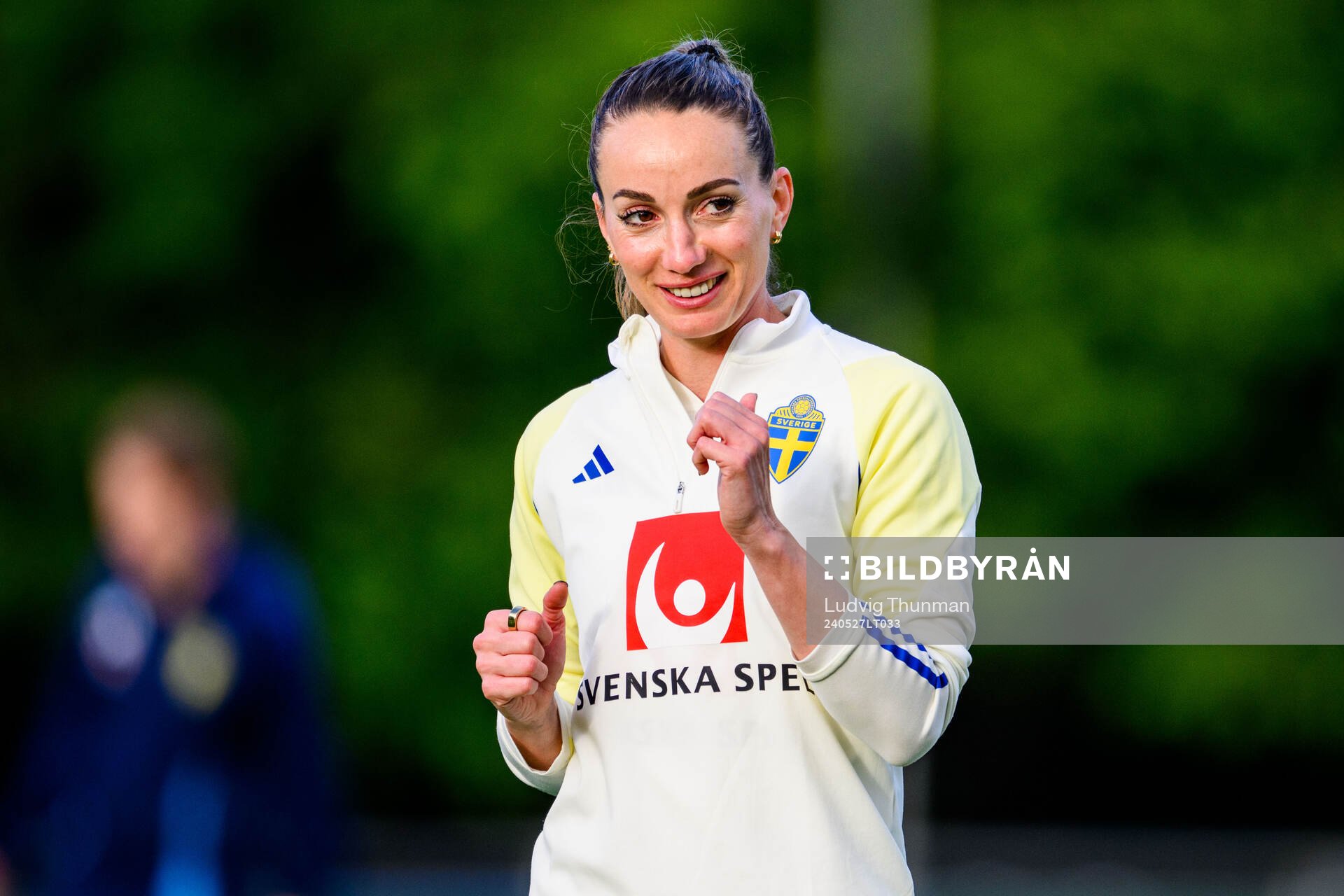 Kosovare Asllani of Sweden at a training session the