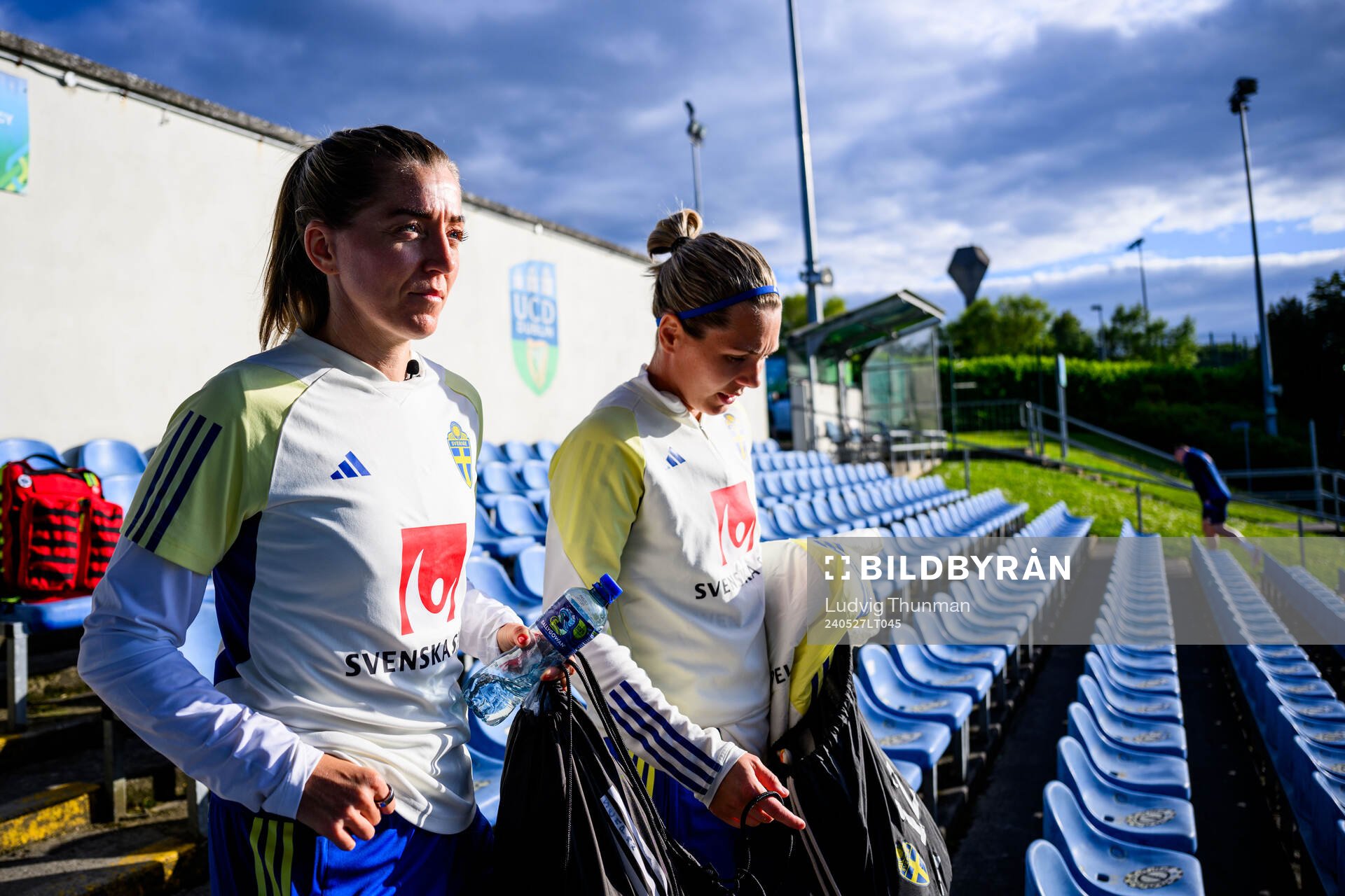 Linda Sembrant and Goalkeeper Jennifer Falk of Sweden at a