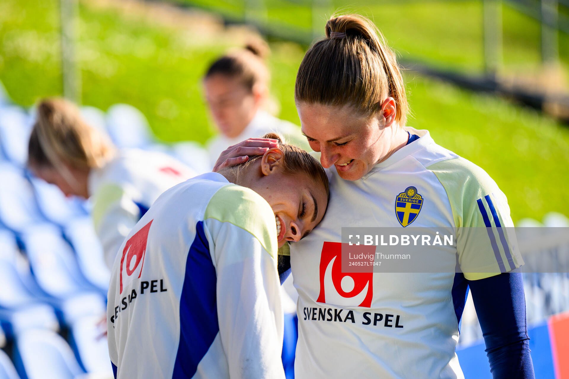 Fridolina Rolfö and Goalkeeper Tove Enblom of Sweden at a