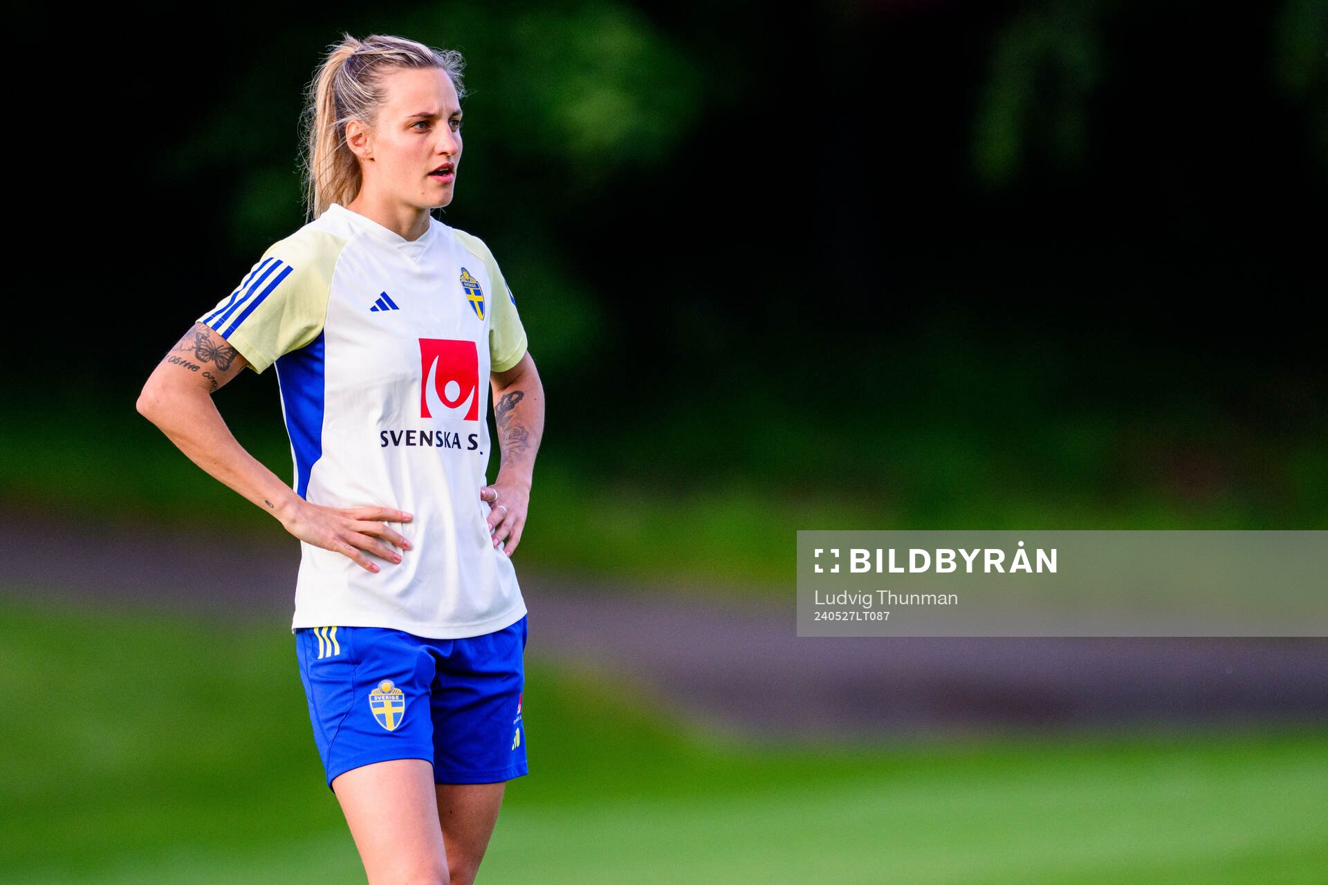 Nathalie Björn of Sweden at a training session the