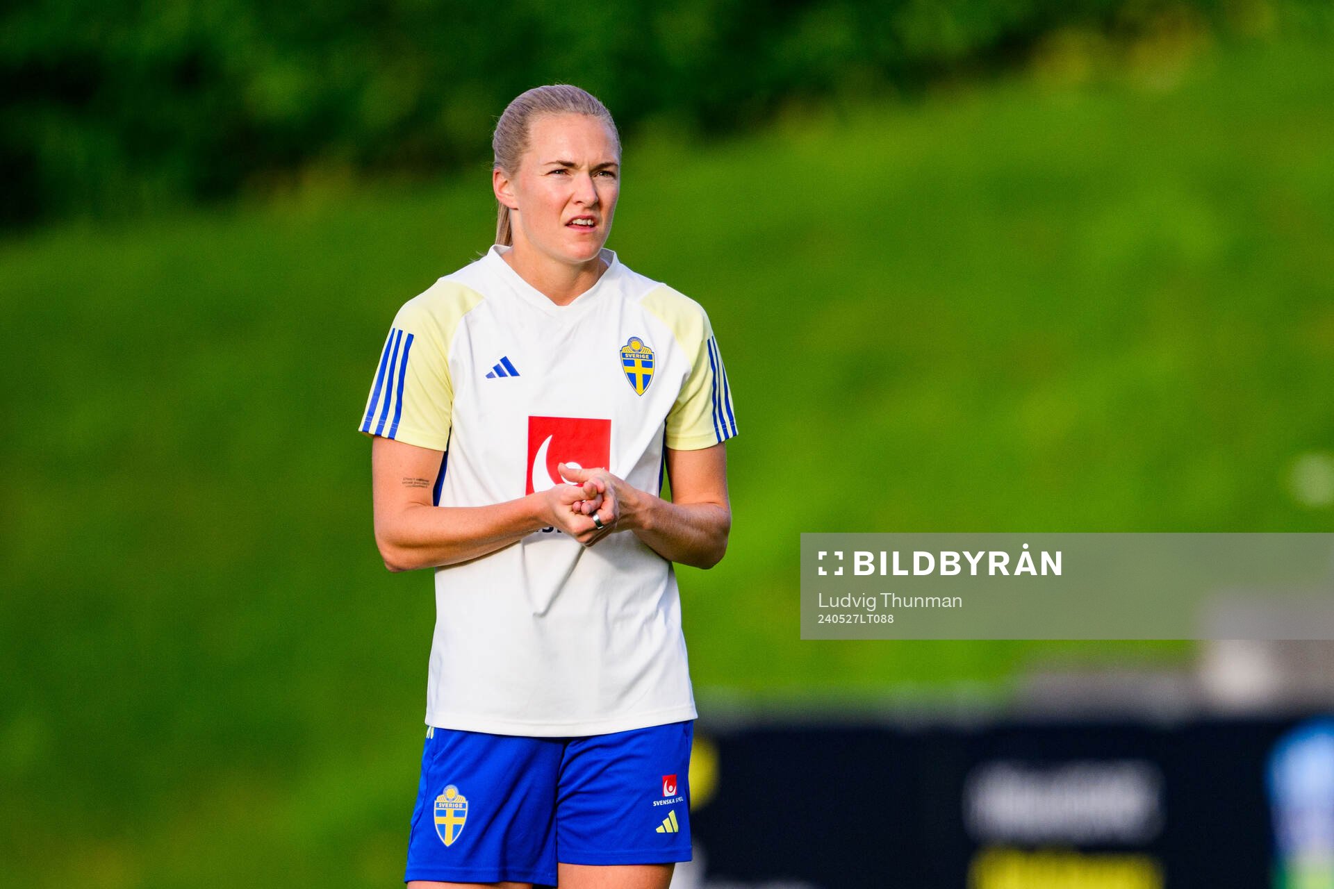 Magdalena Eriksson of Sweden at a training session the
