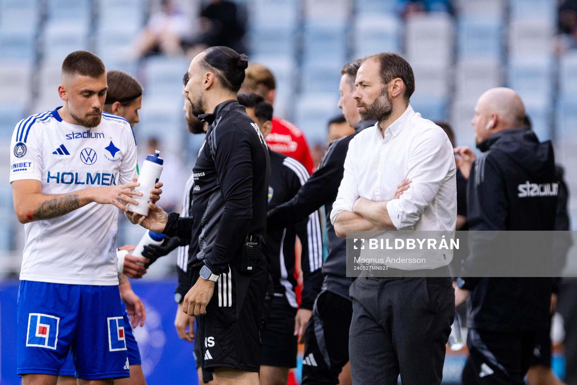 IFK Norrköpings Carl Björk och tränare Andreas Alm