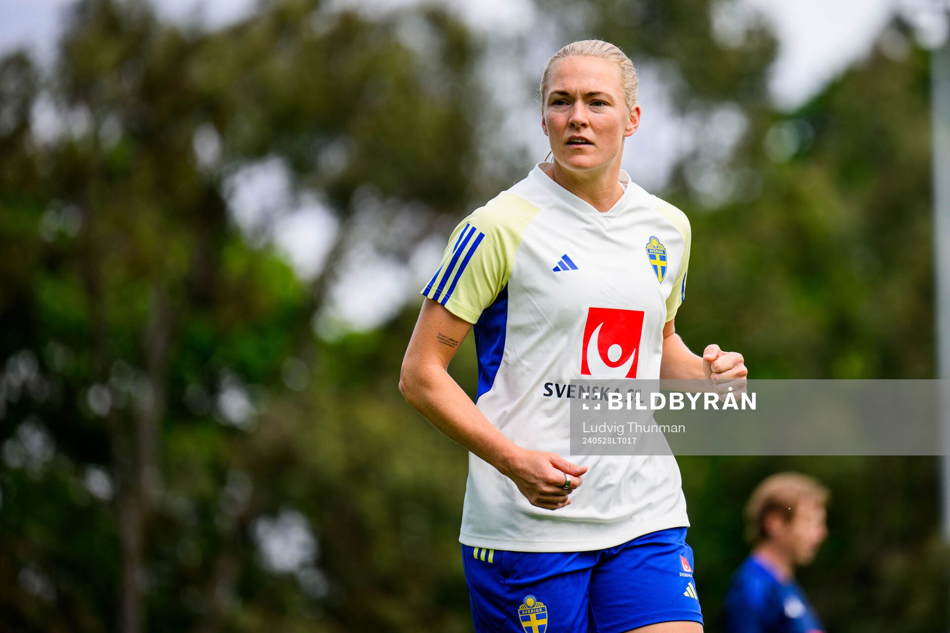 Magdalena Eriksson of Sweden at a training session