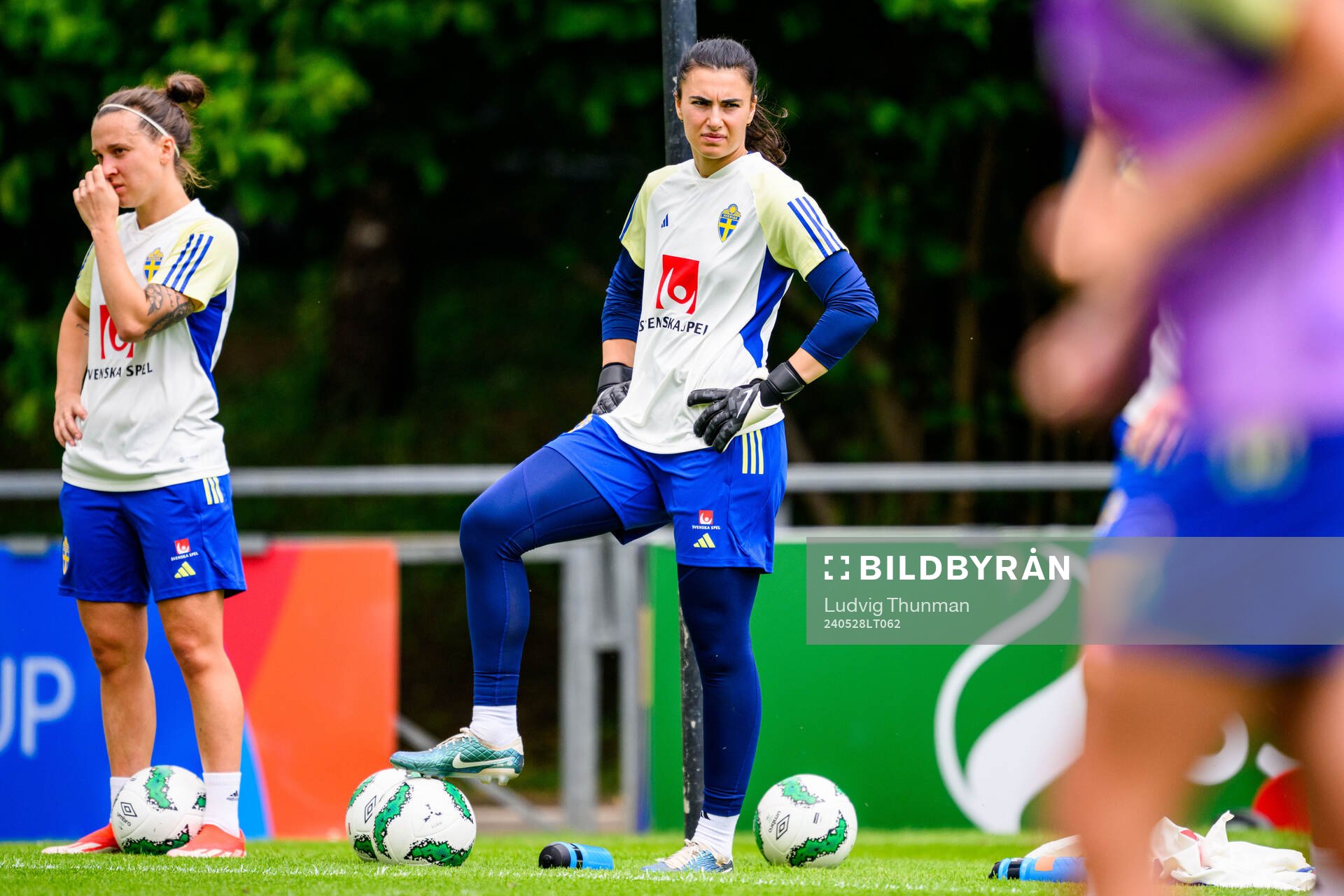 Goalkeeper Zecira Musovic of Sweden at a training session