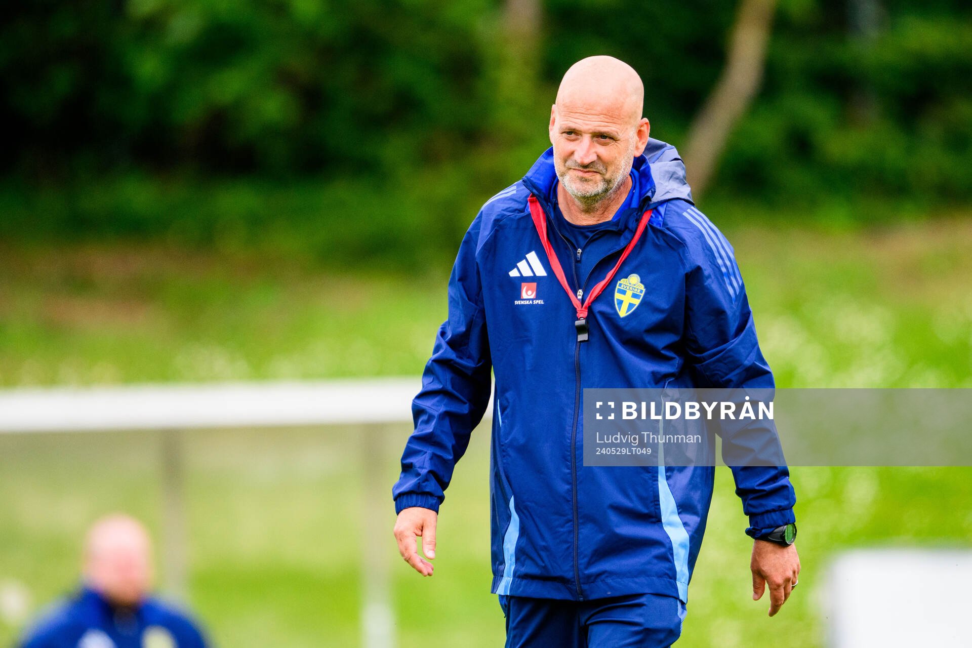 Assistant coach Magnus Wikman of Sweden at a training