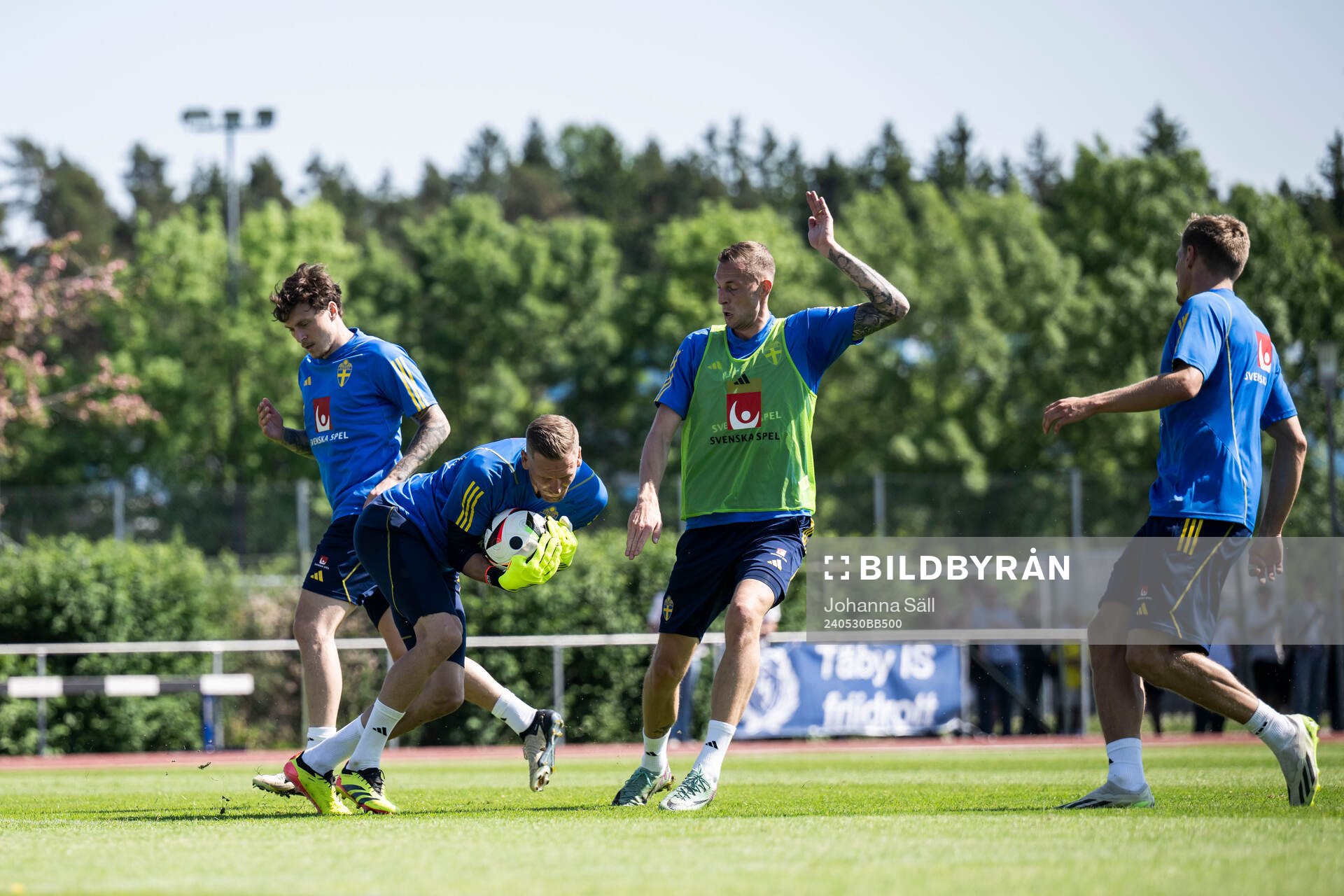 Victor Nilsson Lindelöf, goalkeeper Robin Olsen and Gustaf
