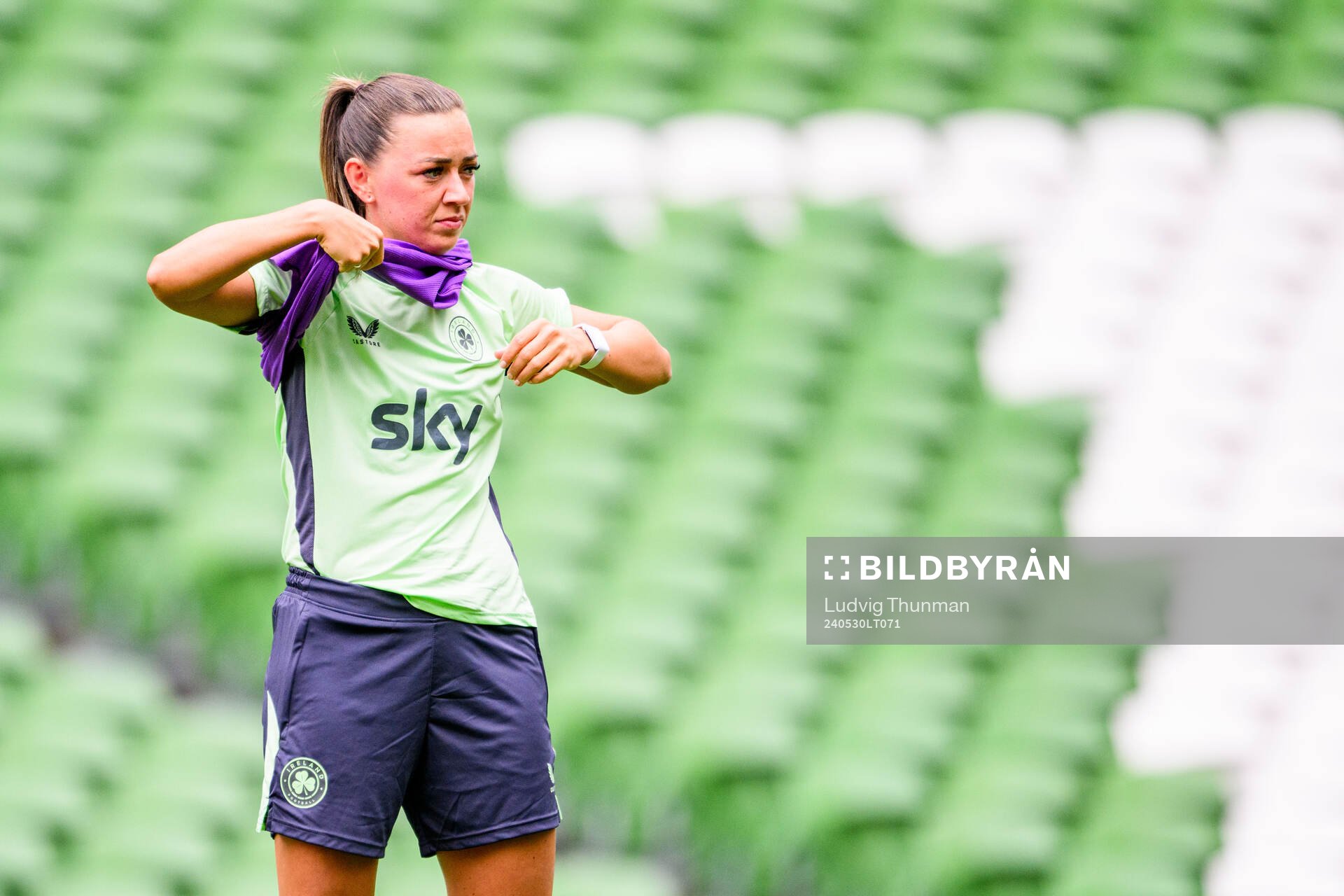 Katie McCabe of Ireland at a training session on May 30, 2024 in Dublin. 