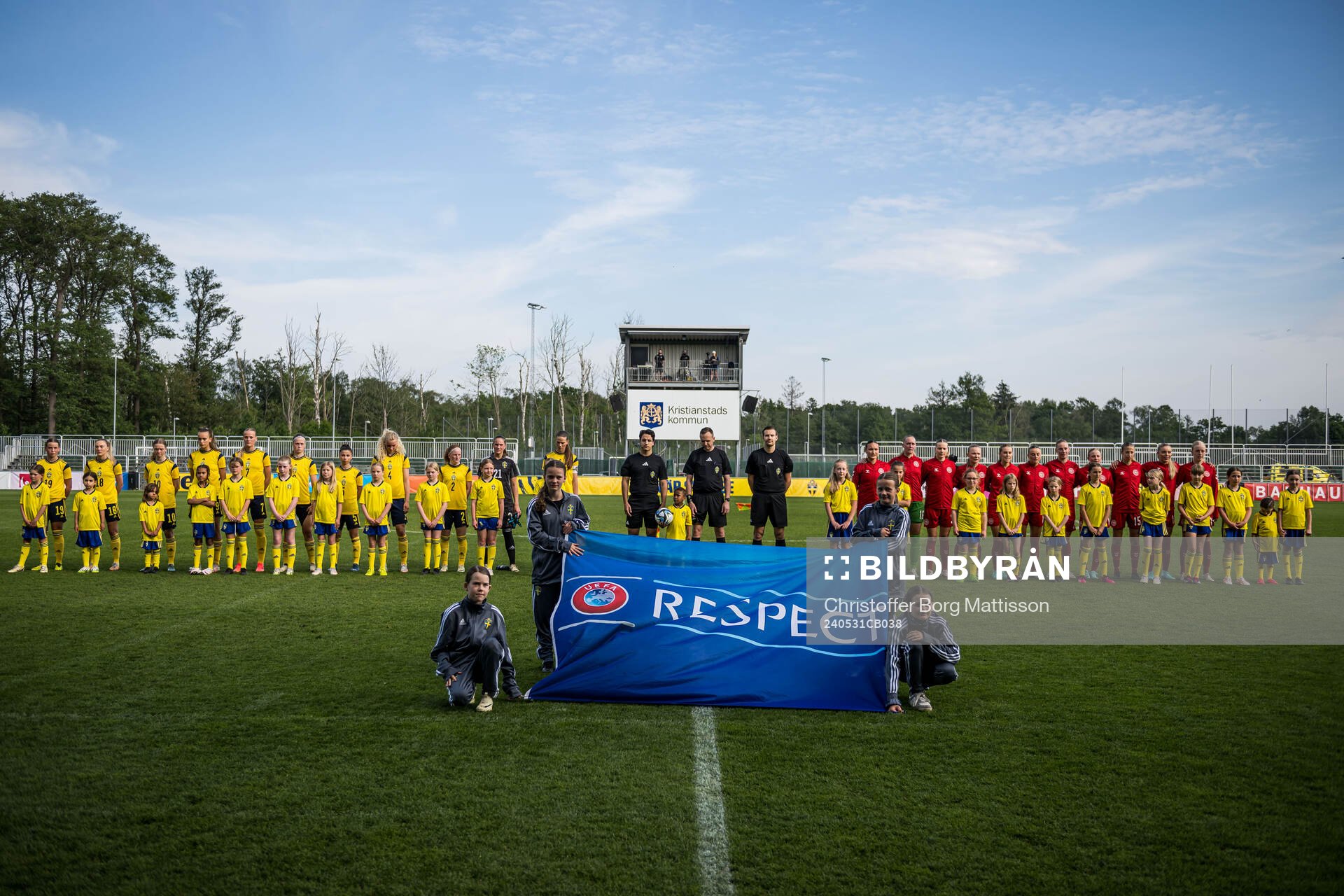 Swedish and Danish players ahead of the international friendly match between Sweden and Denmark on May 31, 2024 in Kristianstad.