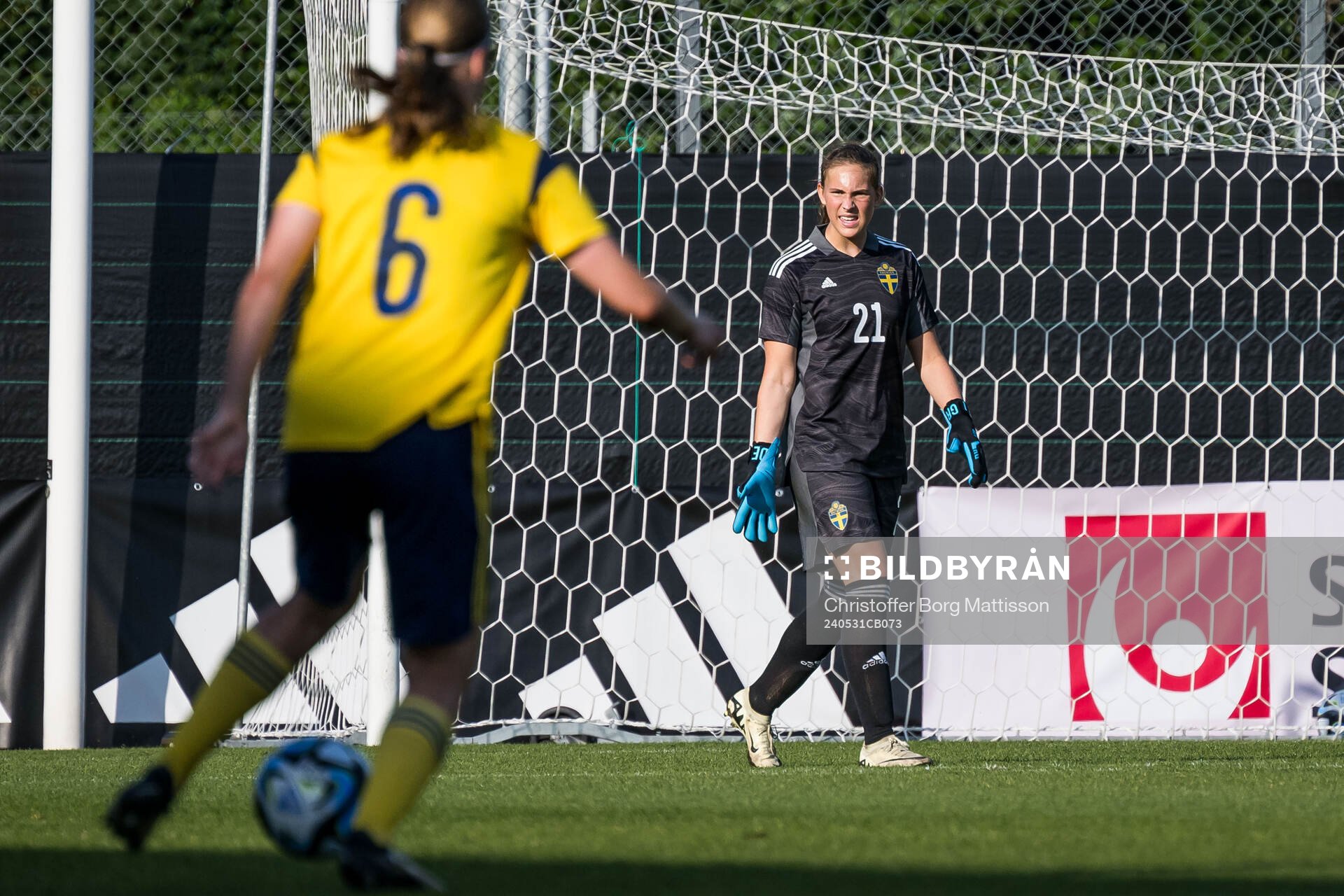 Goalkeeper Nellie Andersson Markovic of Sweden during the international friendly match between Sweden and Denmark on May 31, 2024 in Kristianstad.