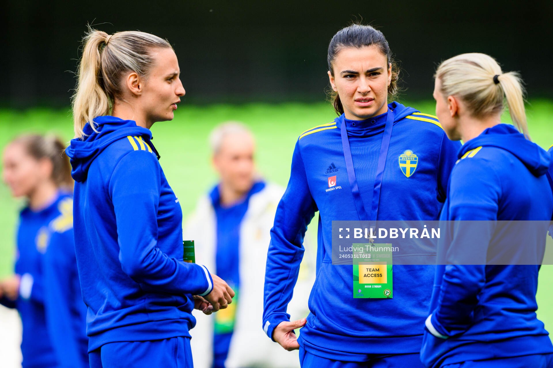 Nathalie Björn and Goalkeeper Zecira Musovic of Sweden