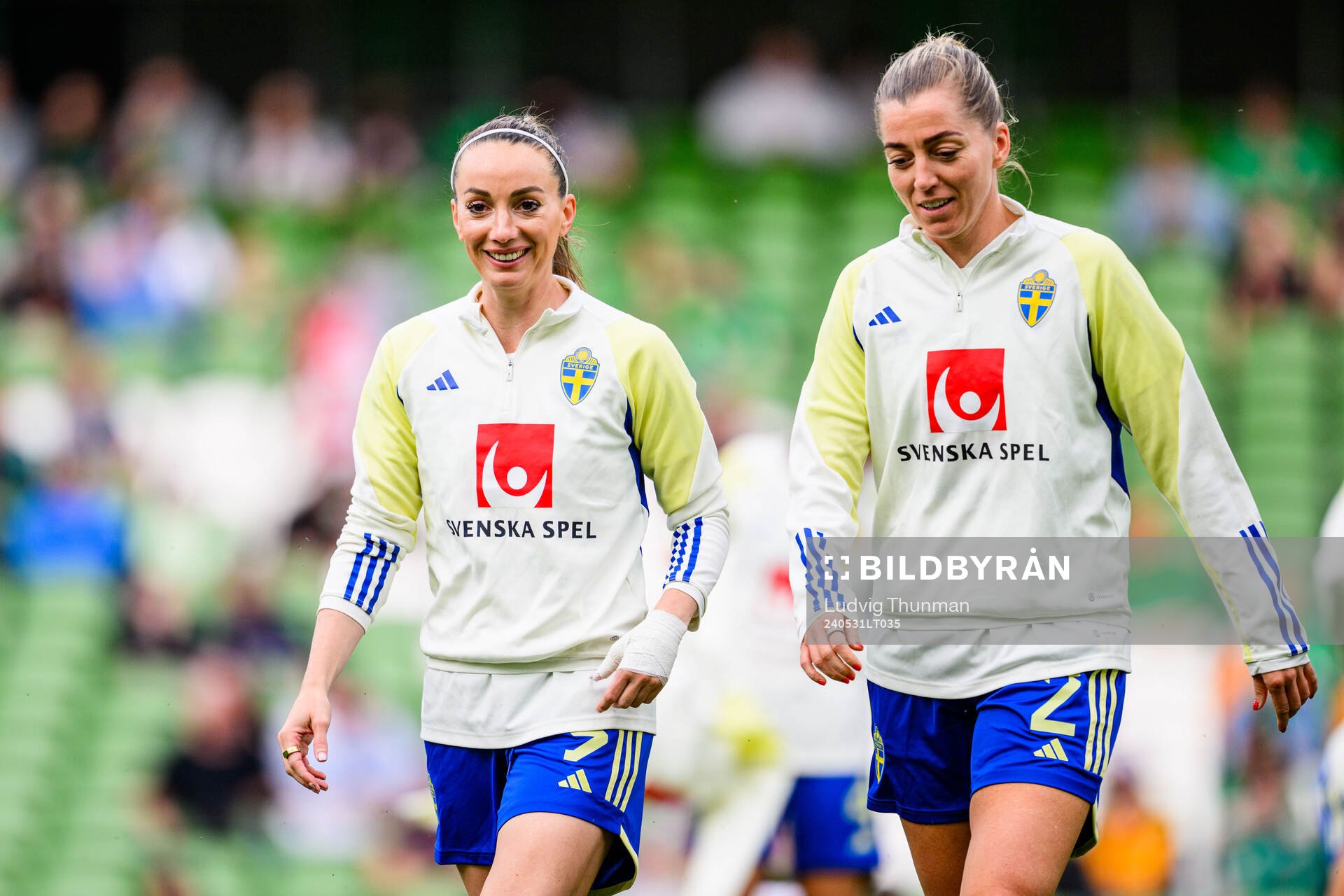 Kosovare Asllani and Linda Sembrant of Sweden